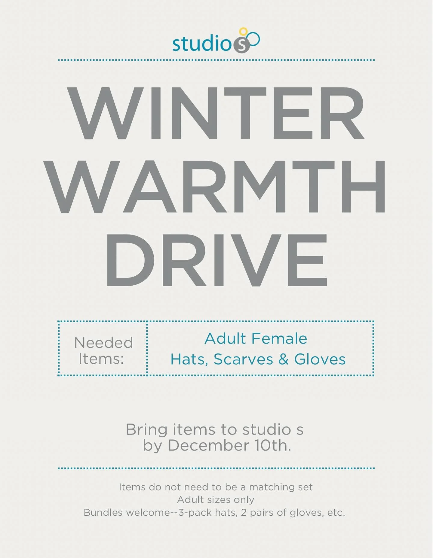 Strength comes in many forms&mdash;including giving back. 

We&rsquo;re hosting a Winter Warmth Drive, collecting hats, scarves, and gloves for the women at Anna Louise Inn and Off the Streets, two programs supporting women in affordable housing, rec