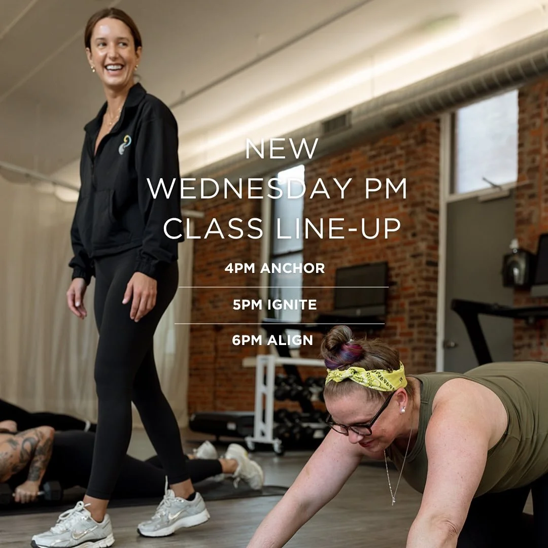 We&rsquo;re building better Wednesdays.

ANCHOR&rarr; slow it down, learn the work
IGNITE &rarr; push the pace
ALIGN &rarr; bring it back to control

Stack your week with intention. 
New schedule starts this Wednesday 4/1!