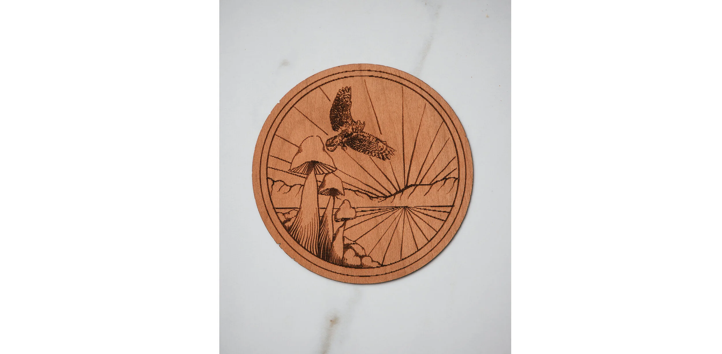 Owl Mushroom Wooden Sticker