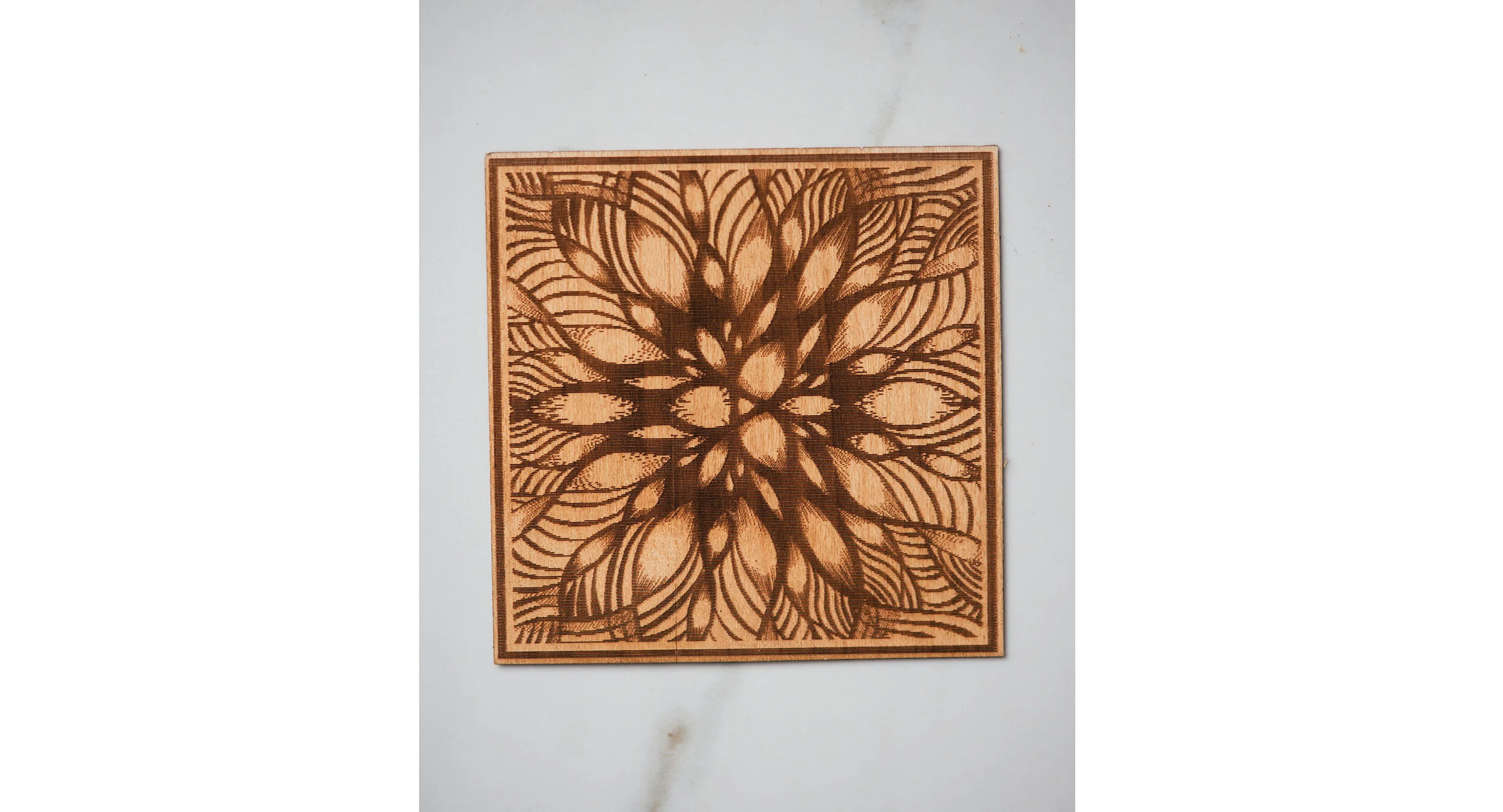 Square Flower Wooden Sticker