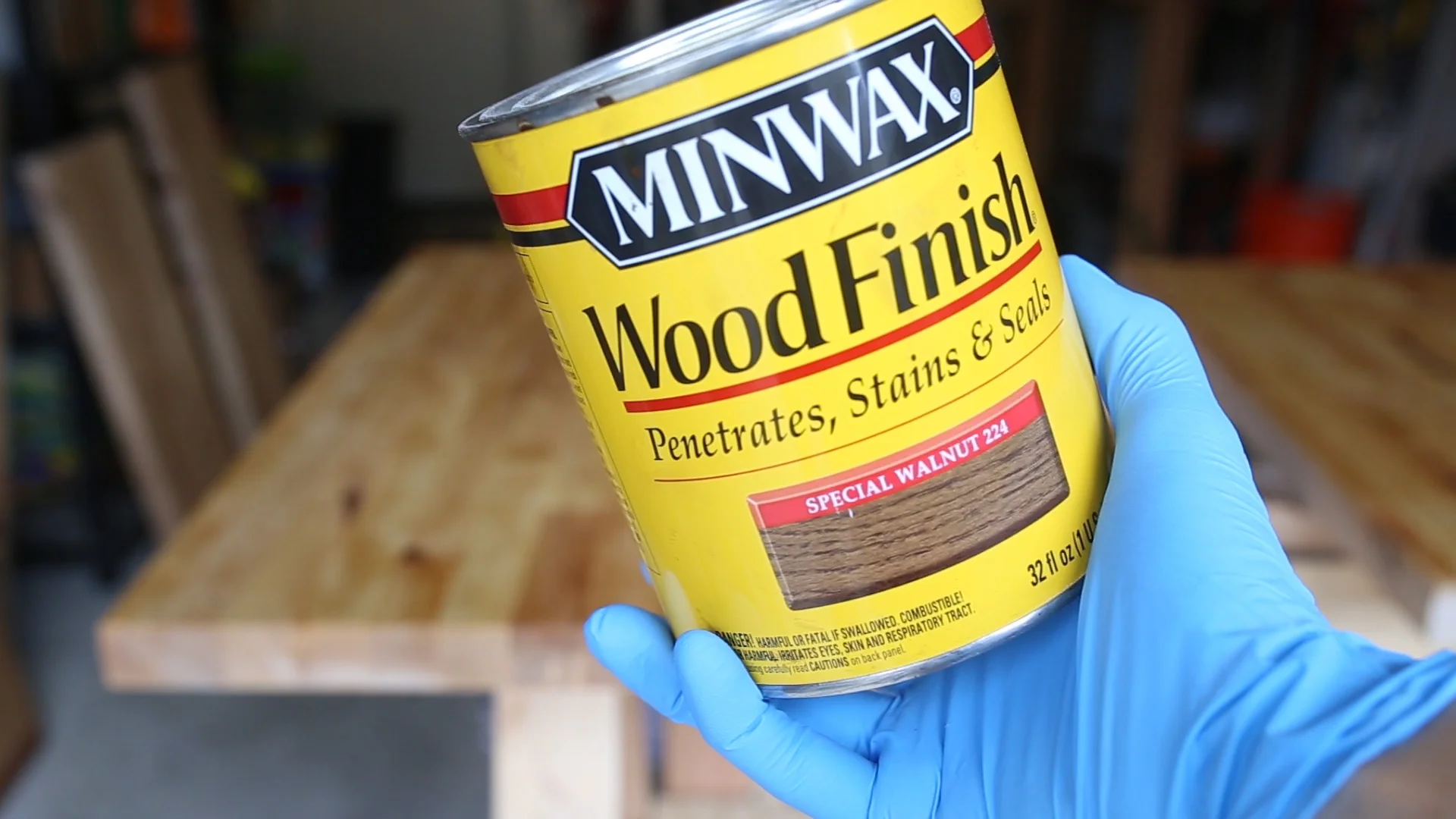 Next, the stain. I chose walnut for this project. The longer you leave it on, the darker your stain will be.