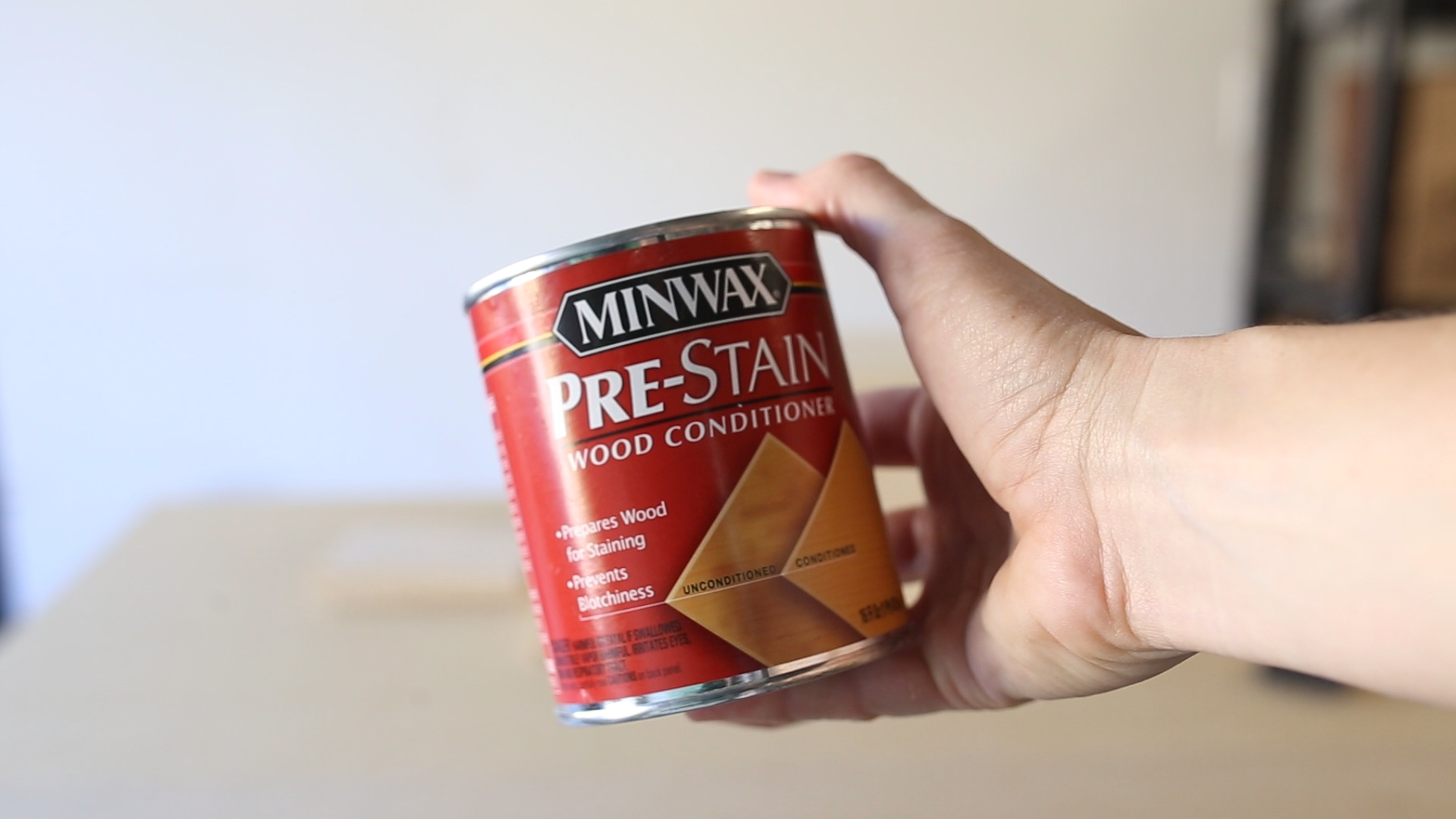 Before I stain wood, I use a wood conditioner . This helps to even out the color and create a much more even stain coat. 