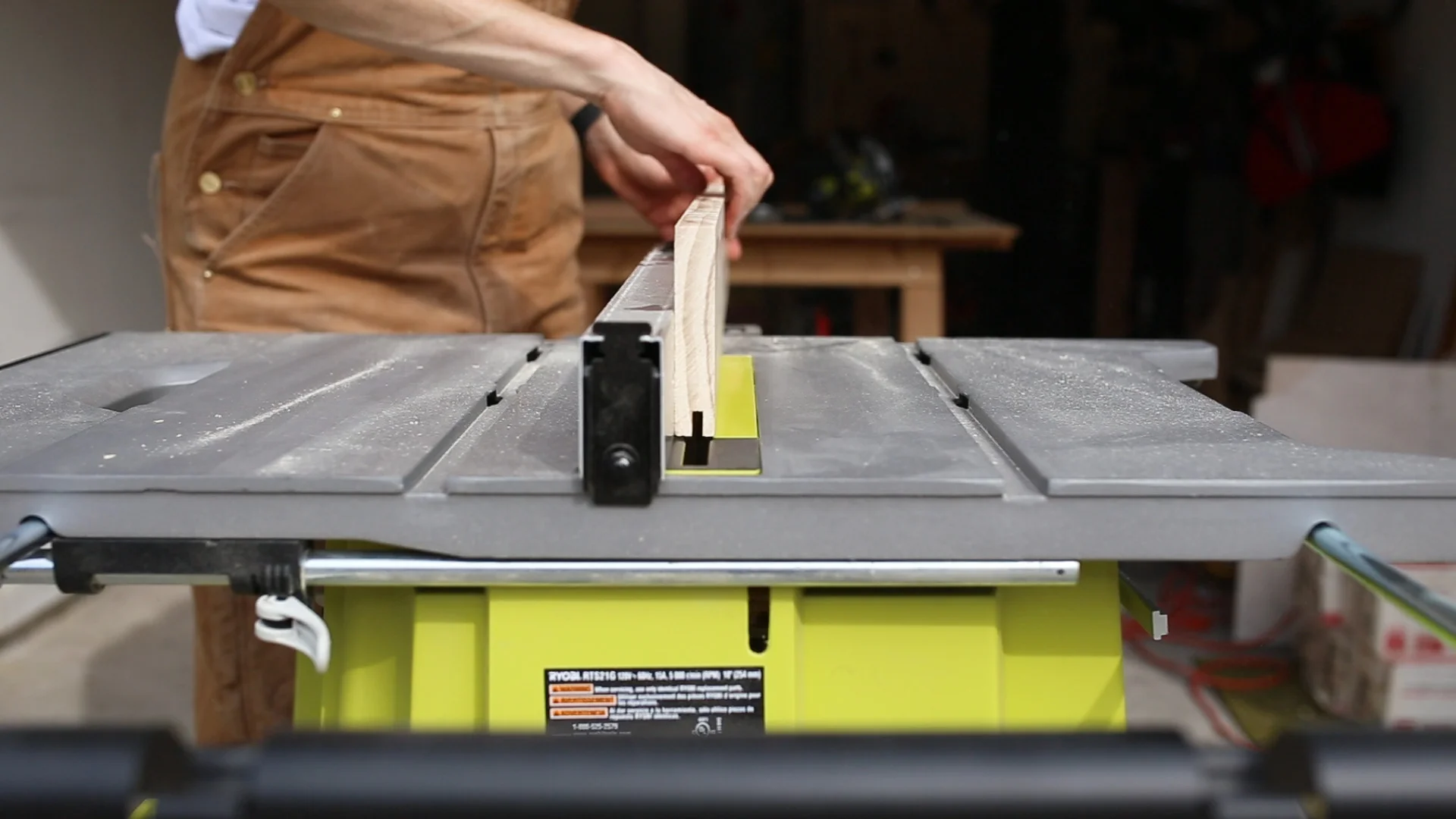 I also used the Table Saw to cut a 1/4" dado (groove) on one of the long ends of each board. These will hold the mirror.