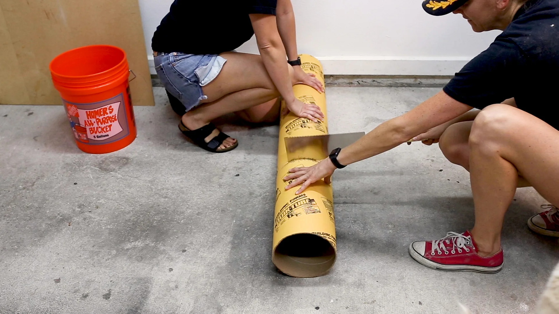 I cut the tube with my Japanese Pull Saw to be the same height as the bucket