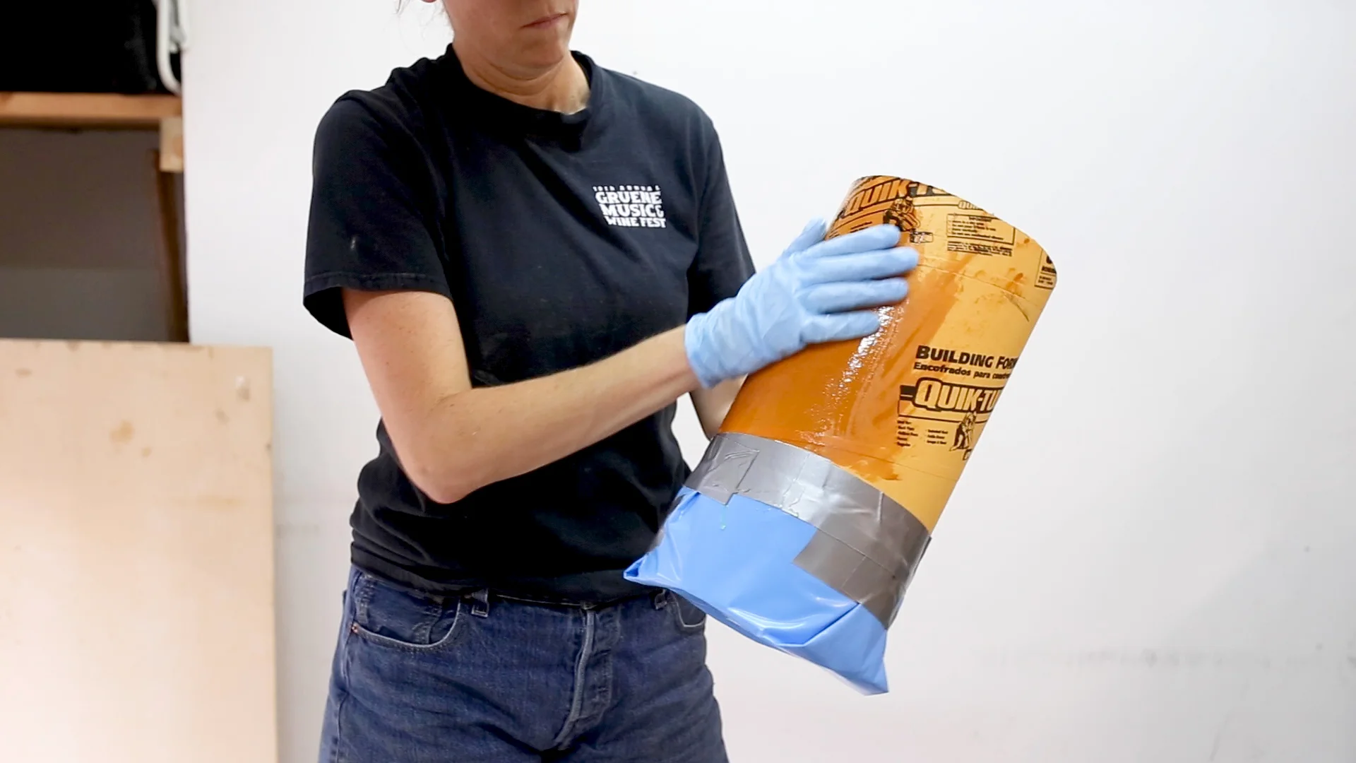 Before placing the inside tube in, I rubbed the exposed cardboard with a coat of cooking oil to help it come out once the concrete is cured