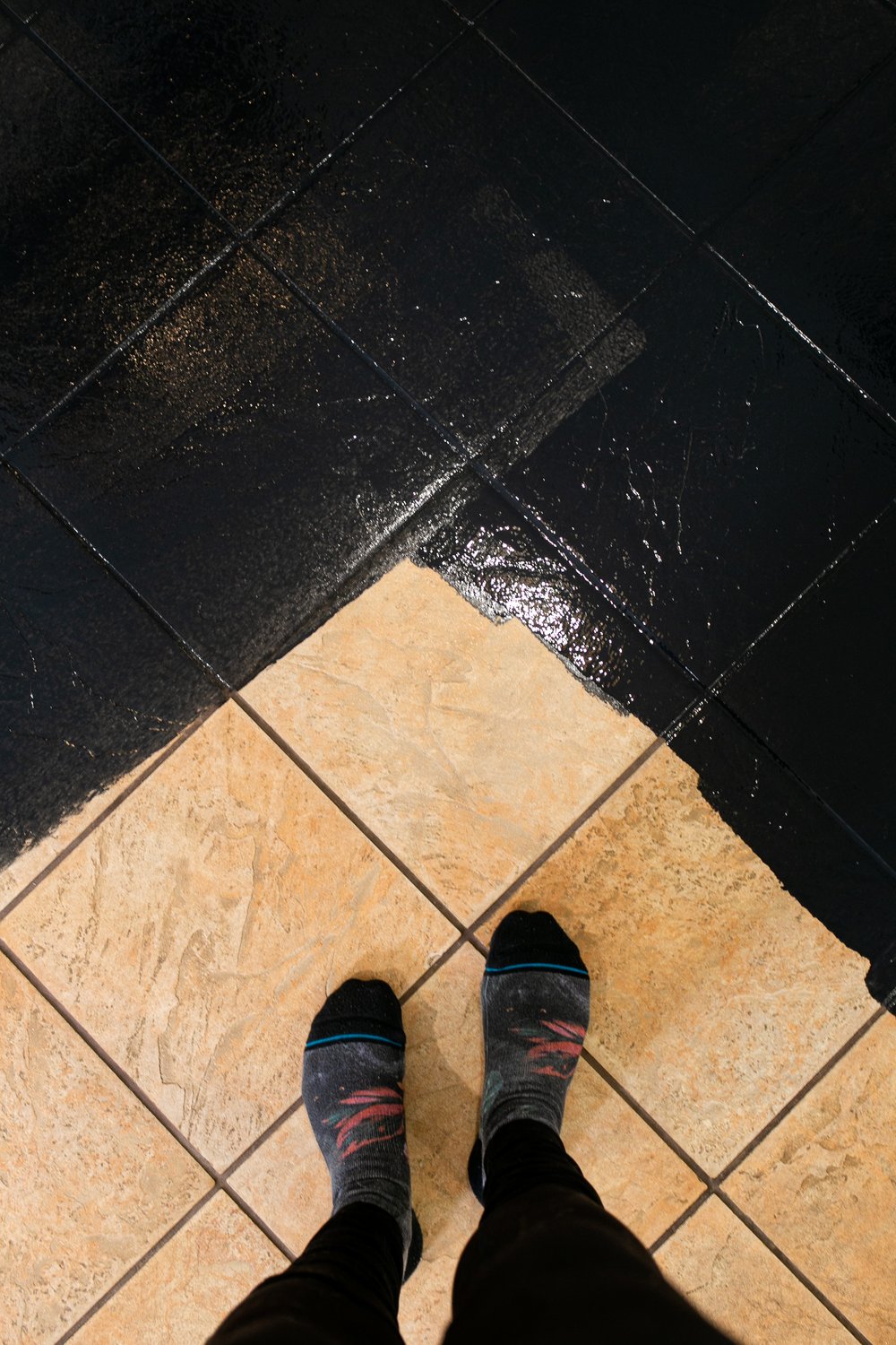 How To Paint Your Tile Floor! Easy Update For Outdated Flooring! — MAKER  GRAY