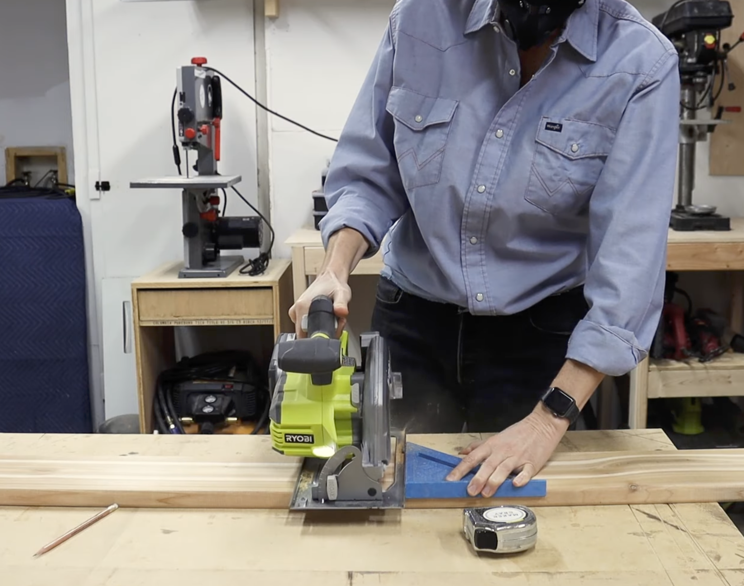 Quick cuts using a speed square on my Raised Garden Bed project