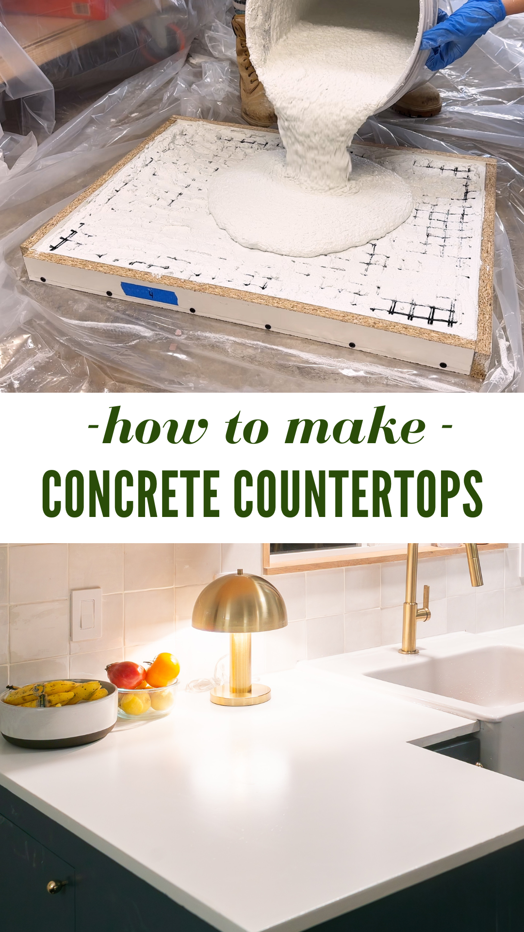 DIY White Concrete Countertops