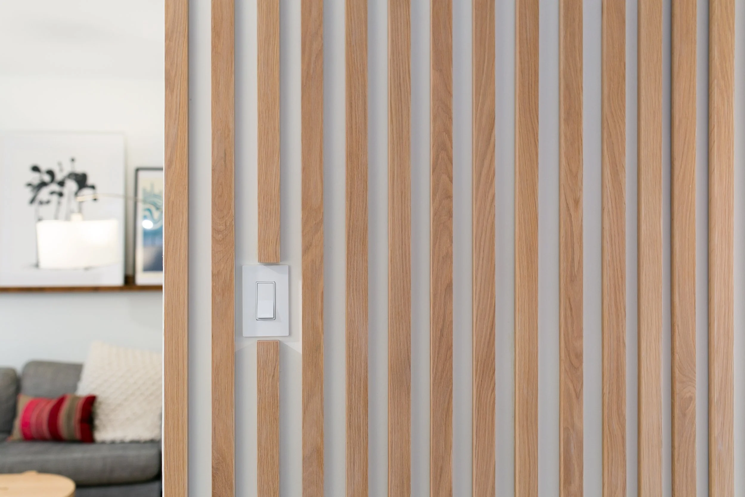 DIY Wood Slat Wall Hallway & Stair Wall Makeover — MAKER GRAY