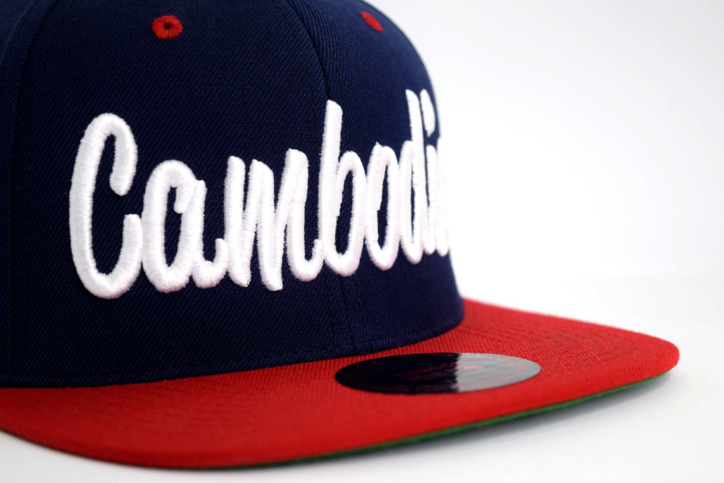 Cambodia Script Blue & Red Snapback1.JPG