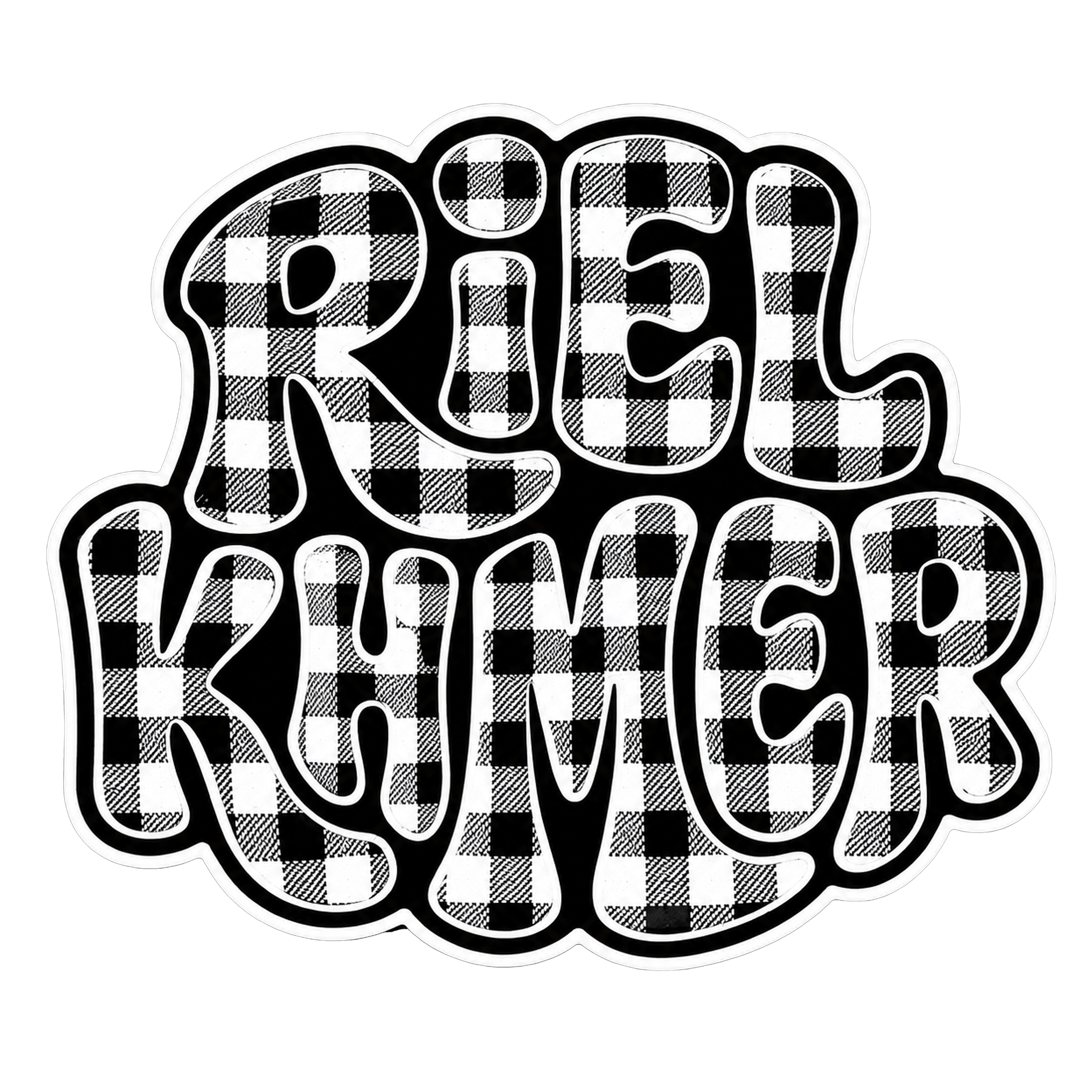 Riel KHMER Black & White Krama Tee - Front.png