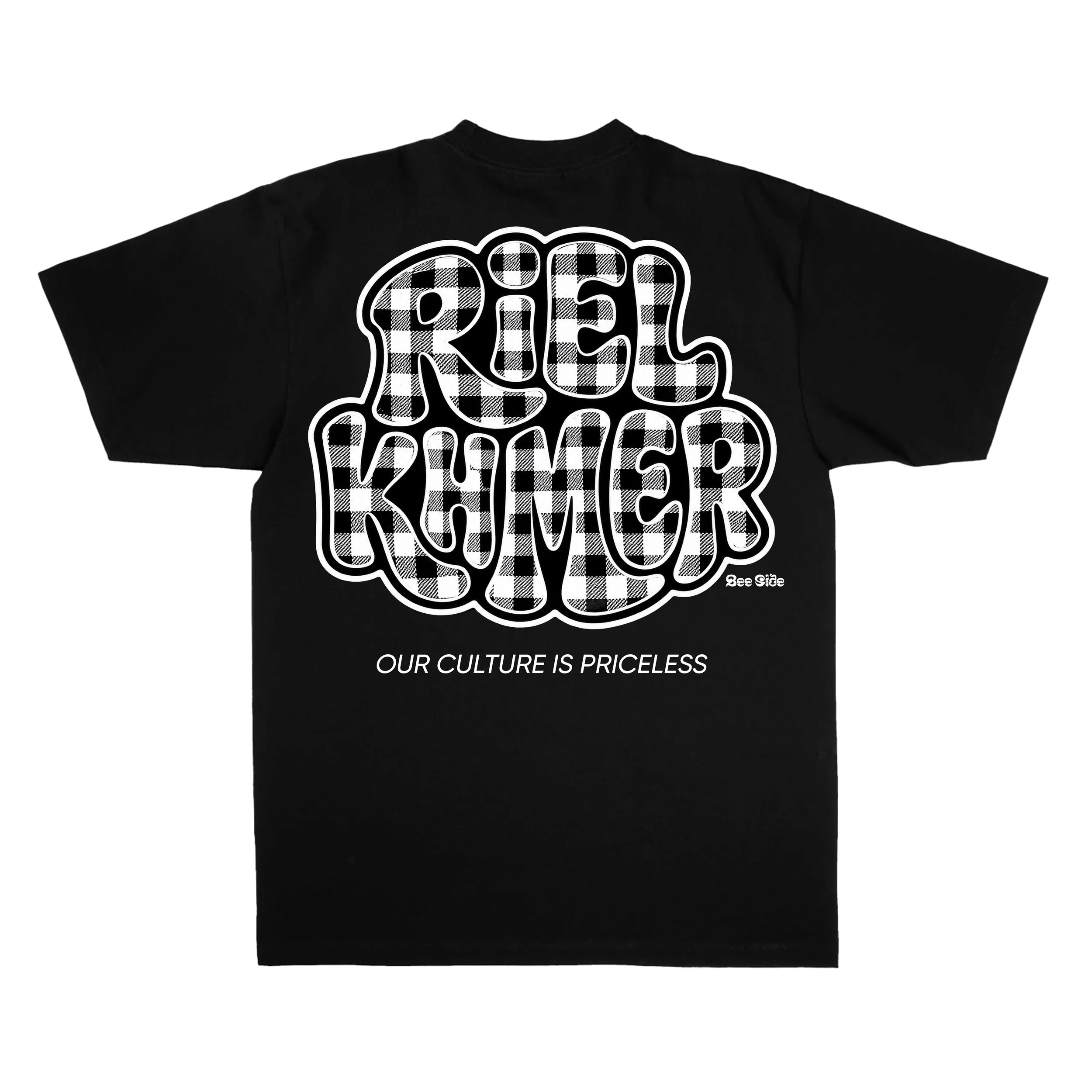 Riel KHMER Black & White Krama Heavyweight Style Tee1.jpg