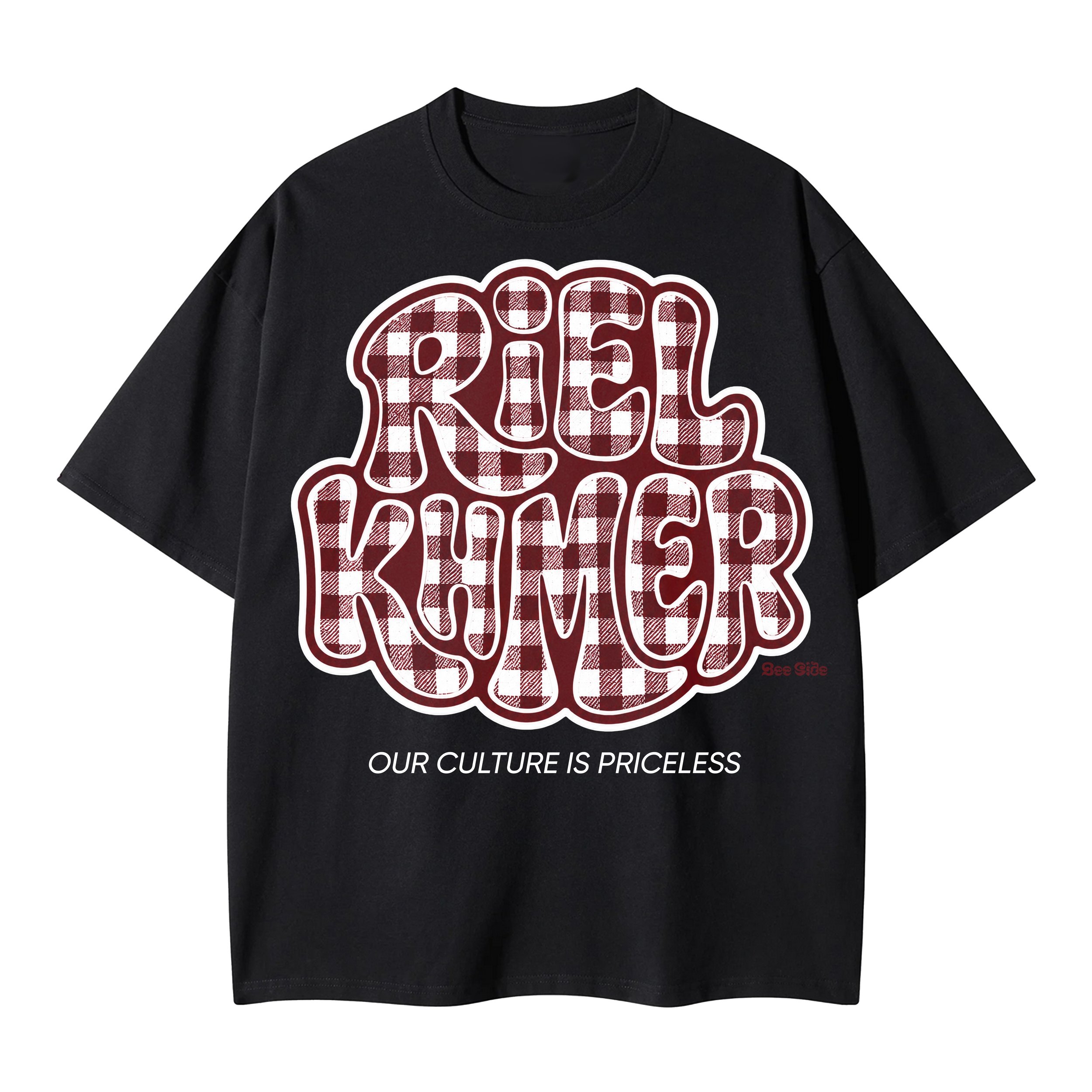 Riel KHMER Krama White & Burgundy Tee.jpg