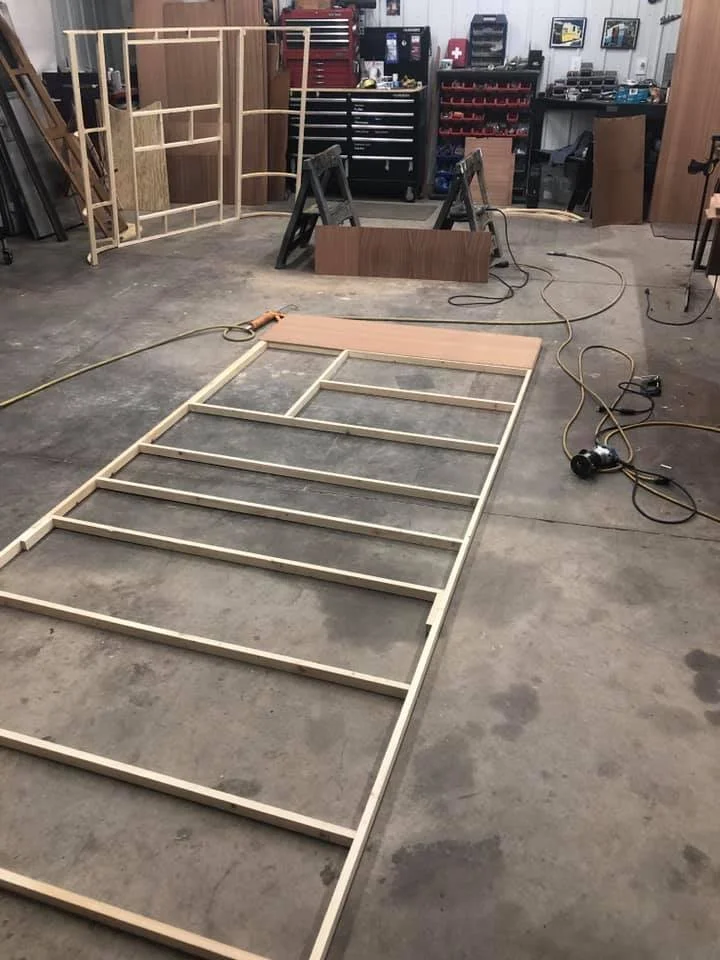 New sidewalls and cabinets under construction
