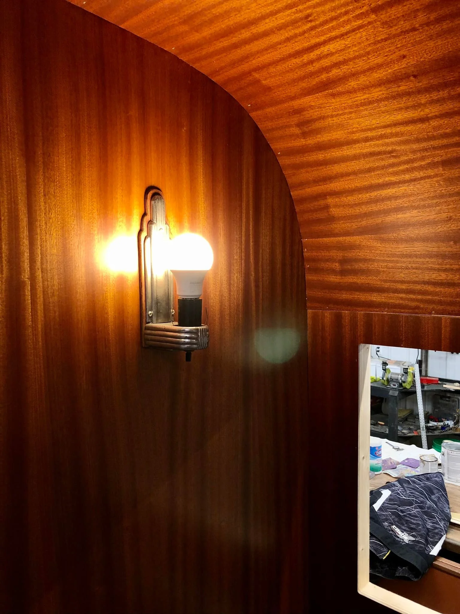 Restored, original sconces working again (no shades yet)