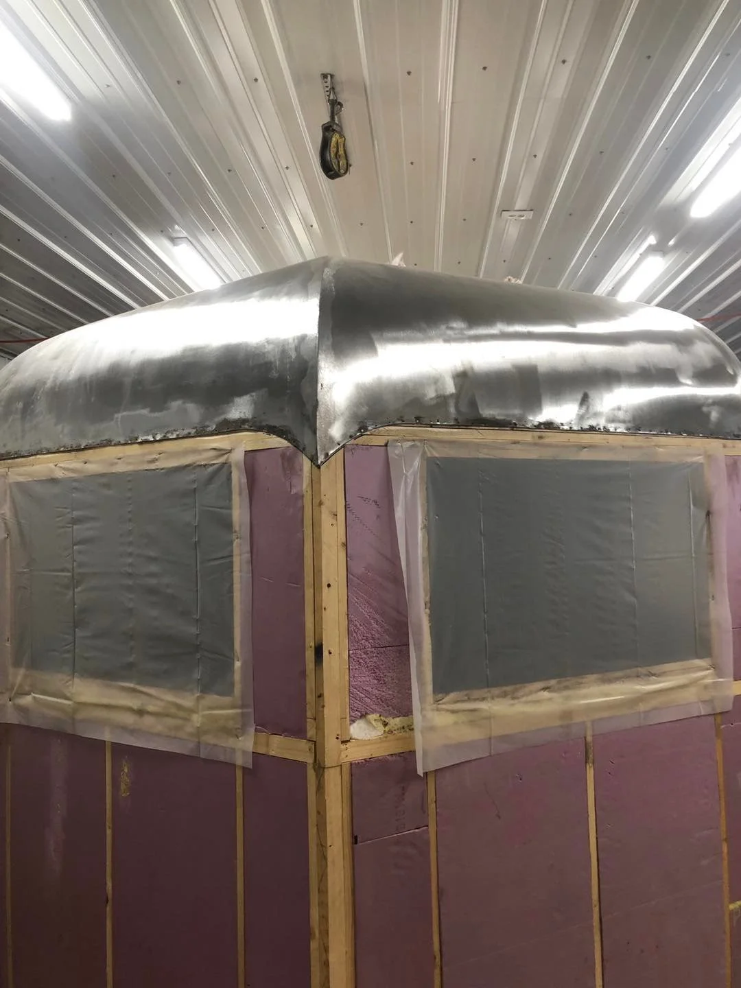 After removal of tar on the metal roof