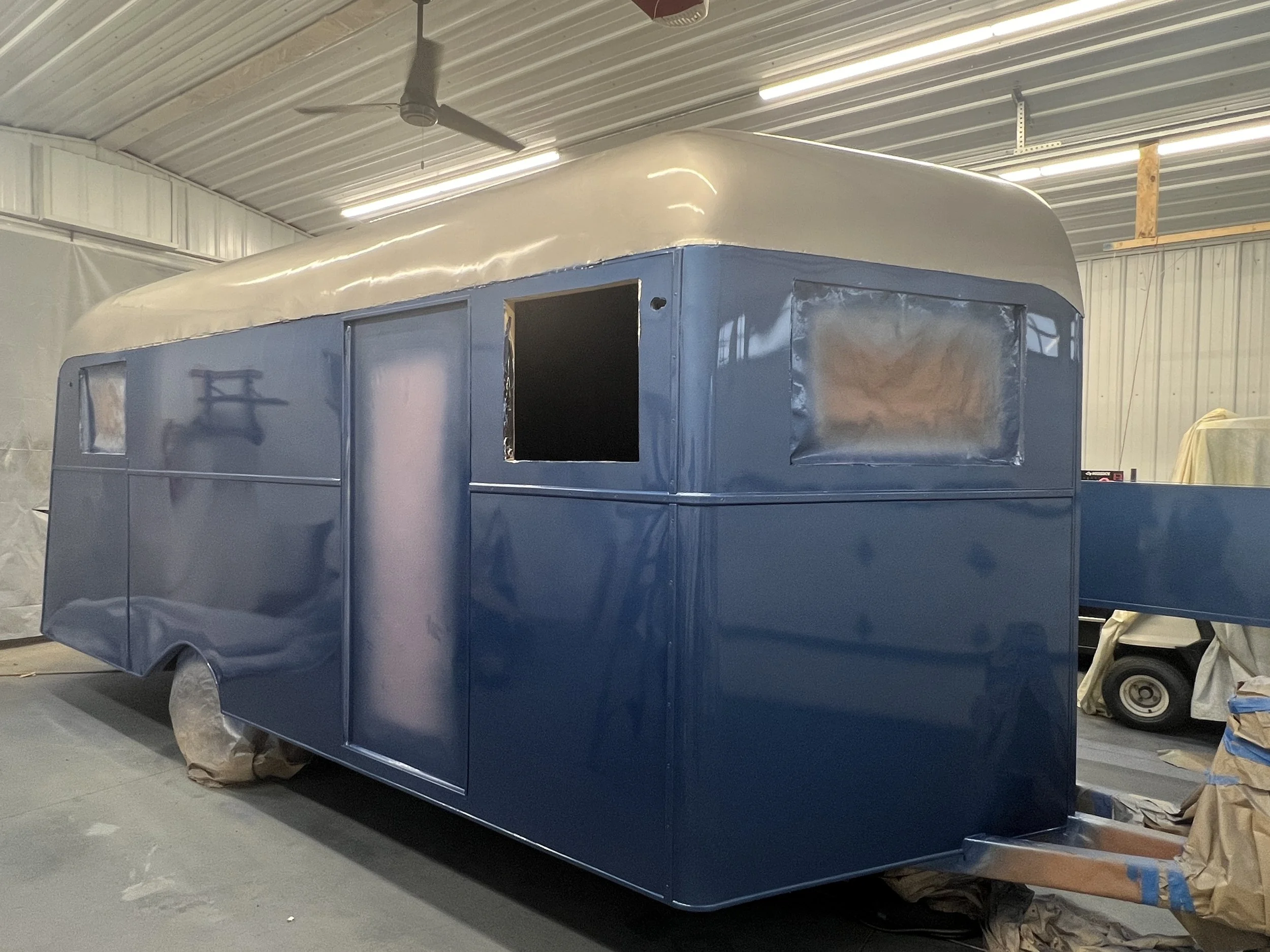 The paint job - metallic silver over blue