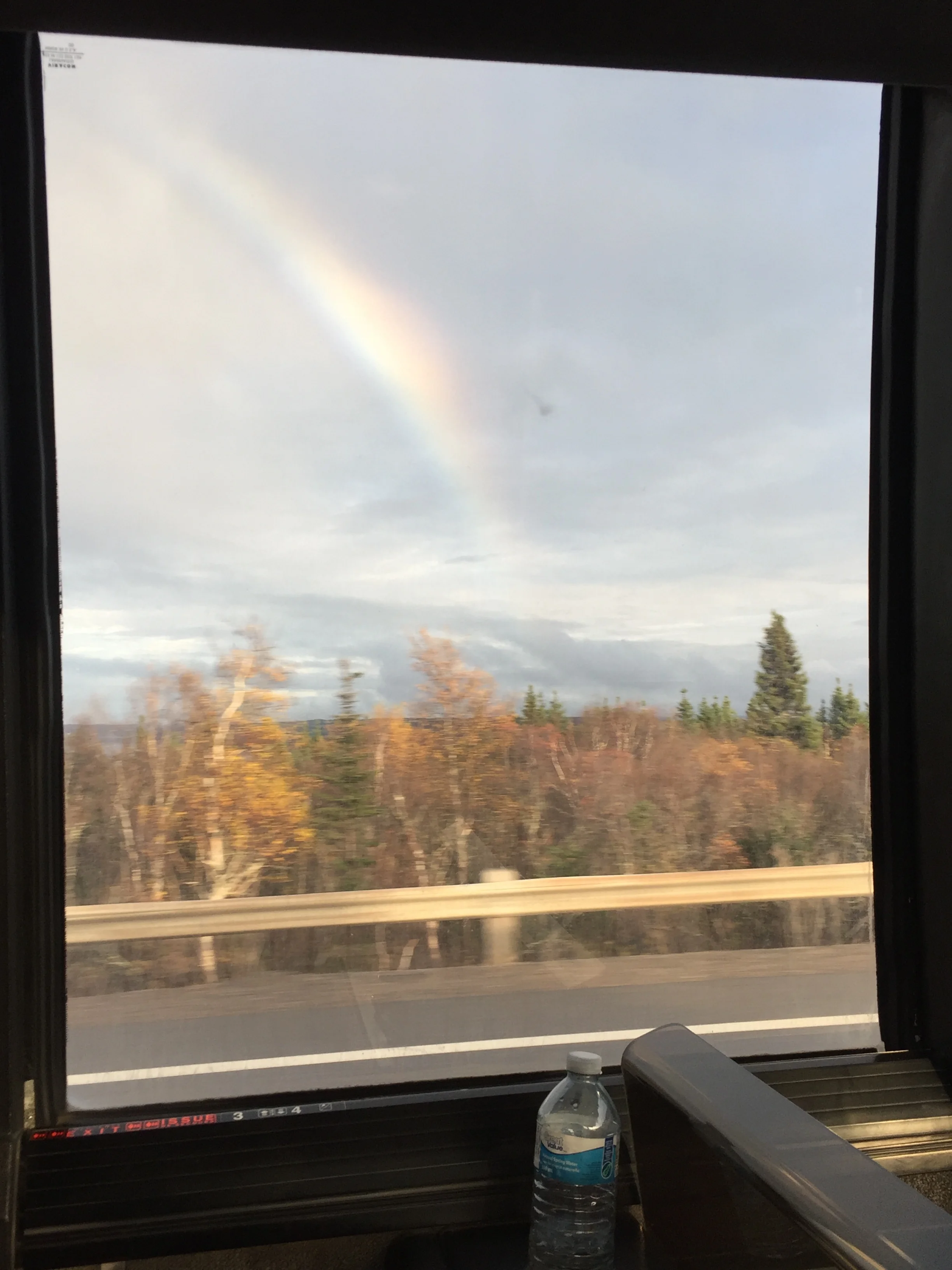 And miraculously, after a day of misky weather, we went to the Dover Fault and a rainbow appeared. Long ago there was a lyric I sang in the final plane "And over Gambo, a rainbow." The lyric was changed long before we went to Gambo, but the rainbow appeared anyway!