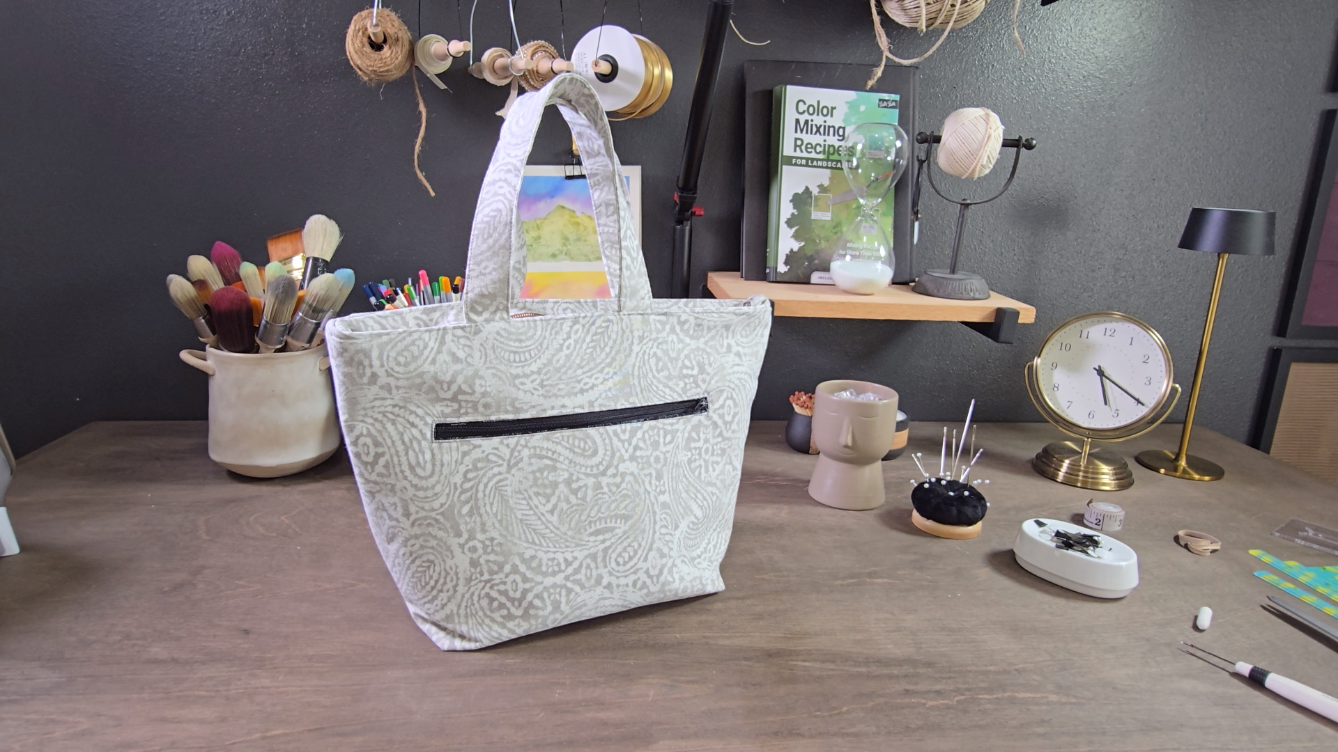 Tote Bag Pattern with Hidden Pockets and Inside Divider Pocket