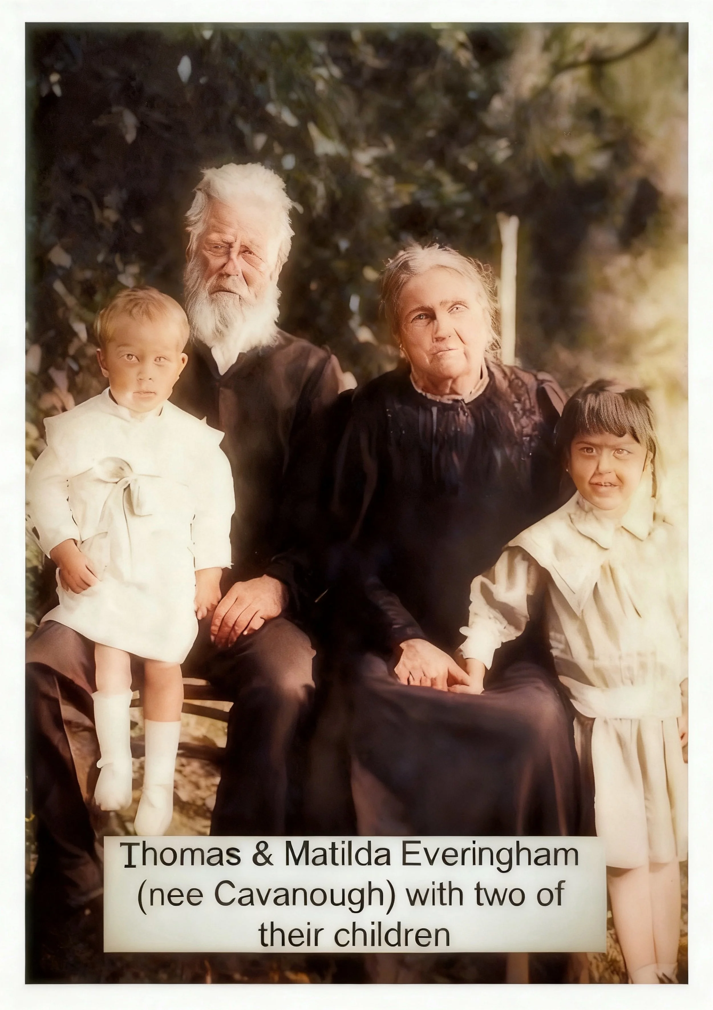Owen Cavanough & Cecilia Collins line
 Matilda Rebecca Cavanough: Born 3rd Nov. 1832 and died 1909. Married Thomas Edward Everingham 30th July 1850. Thomas was born 7th Jun. 1827 and died 1916, They had 4 children Nepoleon , Celia, Wellington and Jan