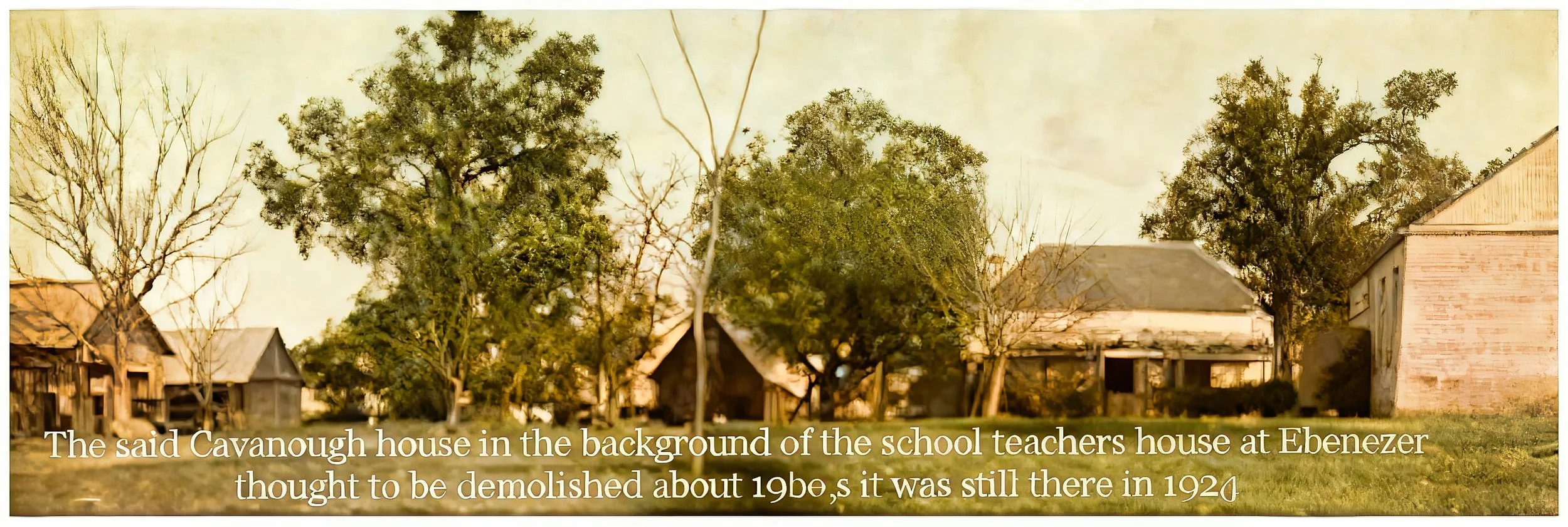 Owen Cavanoughs barns and old school masters house and school around 1920