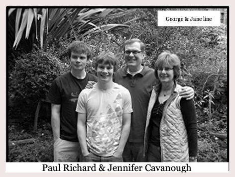 George & Jane line
Paul Richard CAVANOUGH was born on 5 Oct 1957 in Toowoomba, Qld. 

Paul married Jennifer Ruth BORGOLD. They had two children: John Mcnair and Edward William. 
