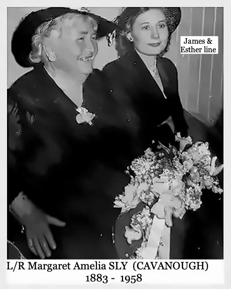 Margaret Amelia CAVANOUGH was born on 18 Jul 1883 in Mitchell, Qld, Au, died on 12 Jun 1958 in Roma, Qld  at age 74, and was buried 13 Jun, R/C, Mitchell, Qld. Known as Millie. Employed as a hospital domestic. Margaret married Richard Herbert SLY on 