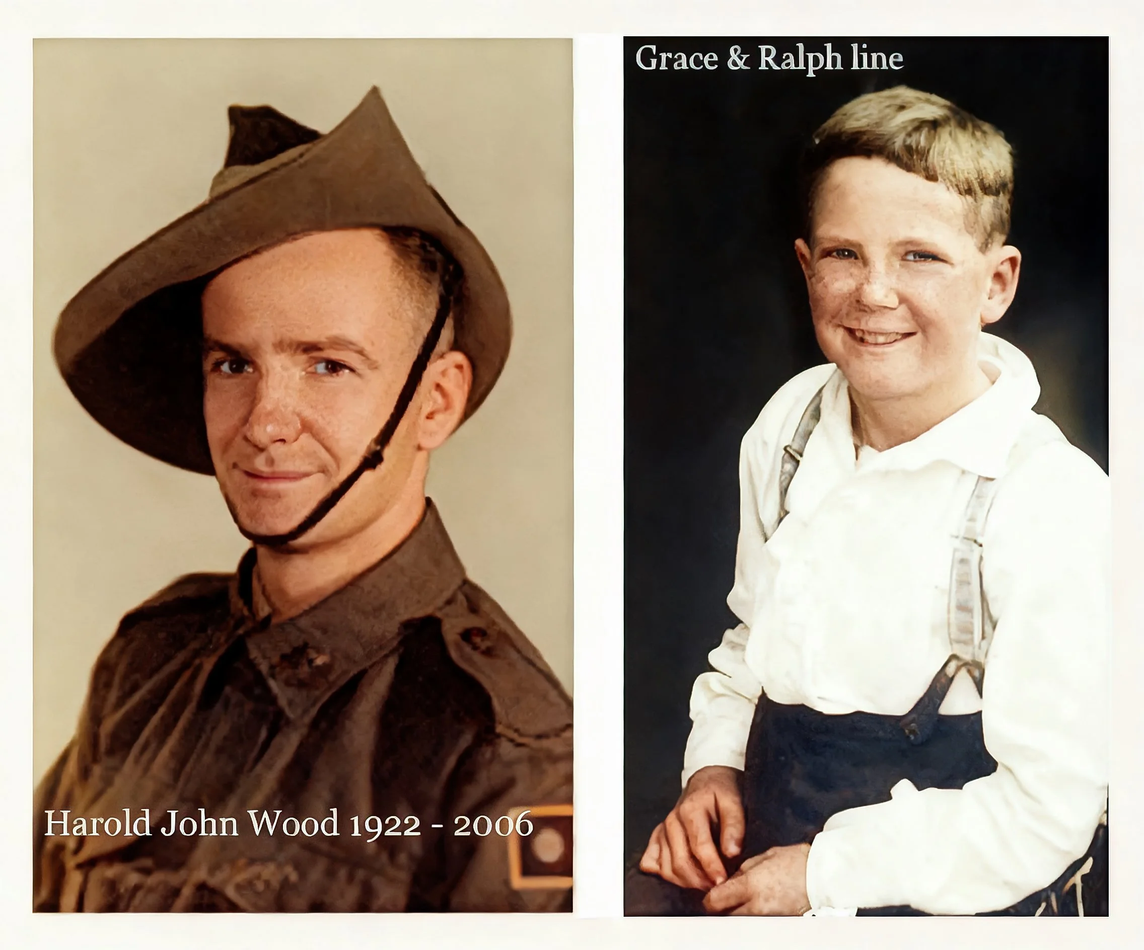 Harold John WOODS was born on 12 Mar 1922 in 1 Chatham Street, Pitt Town, Nsw, was baptised on 13 Apr 1922 in St James C/E, Pitt Town, Nsw, and died on 27 Apr 2006 in 20 Margaret St, Pt Clare Nsw at age 84. Served with the AIF WWII. N346038, NX161018