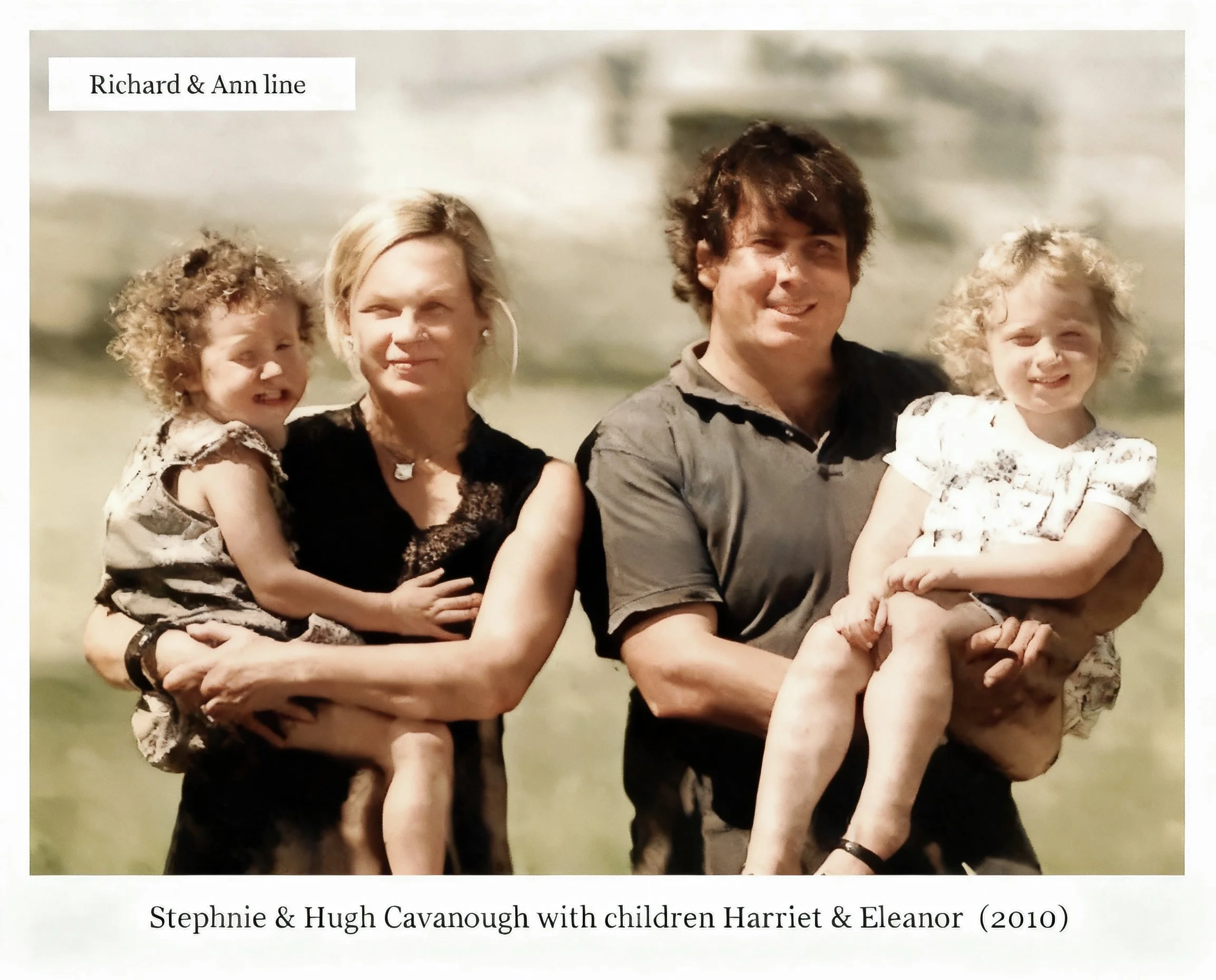 Richard & Ann line 
Hugh Peter CAVANOUGH was born on 13 Apr 1978. 2009 Hugh is Leading Seaman - Darwin N.T. then “Springfield” spring water, Scotsdale, Tasmania. Hugh married Stephanie. Two daughters: Eleanor Hilary and Harriet.
