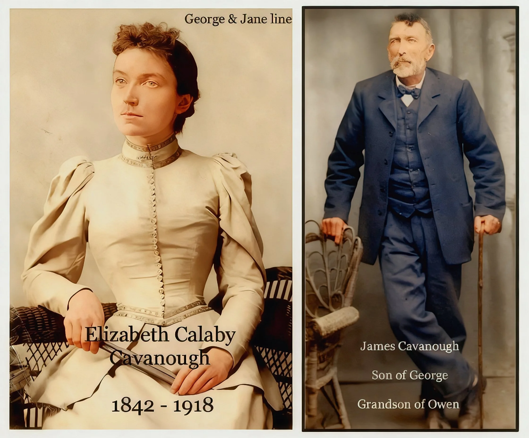 George Cavanough & Jane Gosper line    James CAVANOUGH was born on 17 Dec 1847 in Colo, Nsw, Au, died on 28 Feb 1915 in Scotts Memorial Hospital, Scone, Nsw at age 67, and was buried on 1 Mar 1915 in C/E Cemetery, Scone, Nsw. James lived at Lucknow n