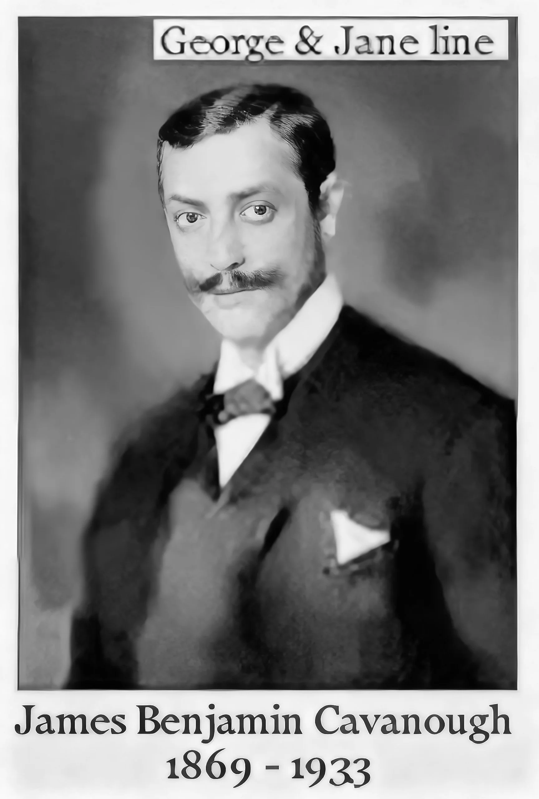 -George & Jane line                                                   James Benjamin George Archibald John CAVANOUGH was born on 27 Jan 1869 in Colo, Nsw, died on 18 Apr 1933 in Public Hospital, Windsor, Nsw at age 64, and was buried in C/E Riverston