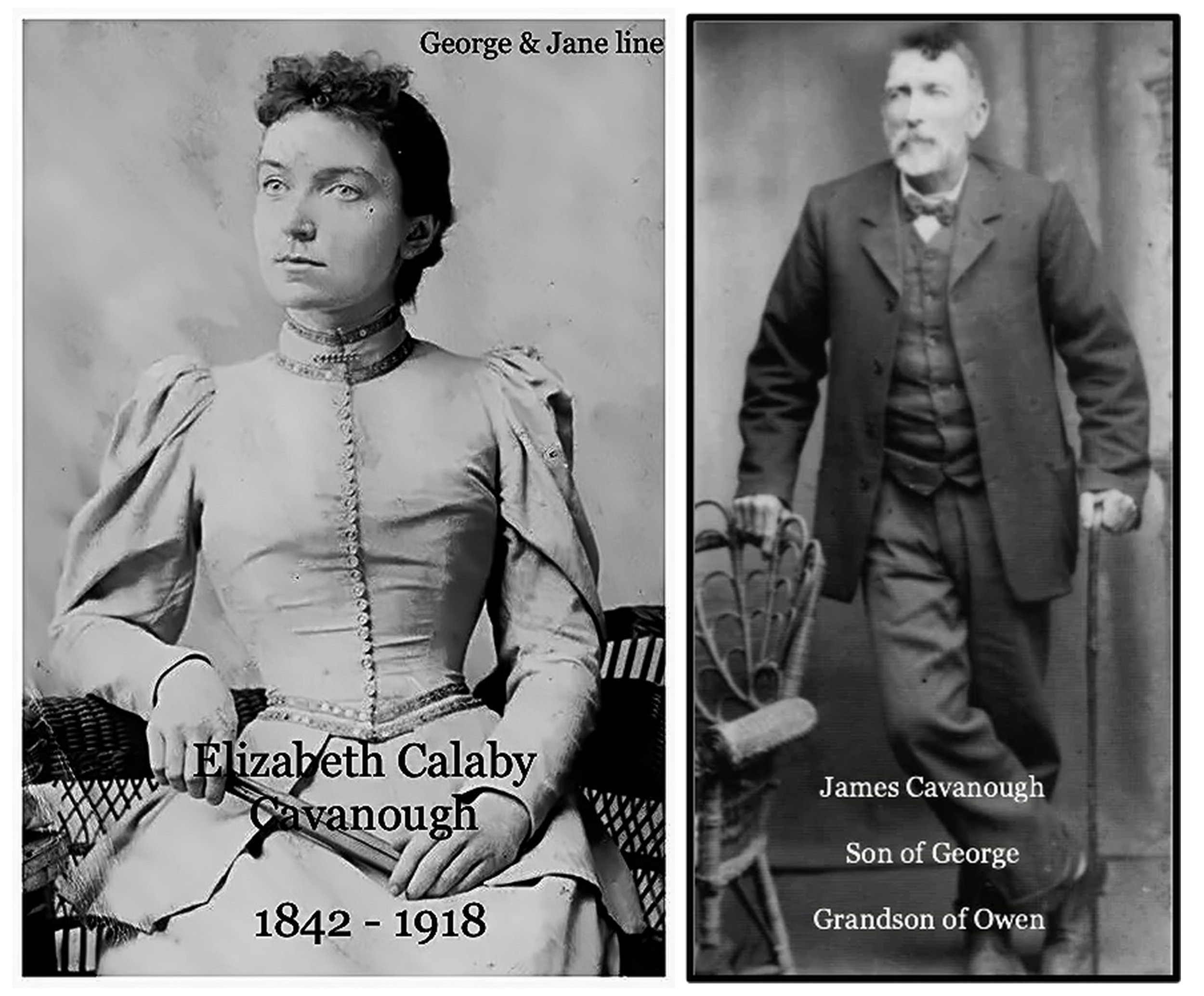 George Cavanough & Jane Gosper line
James CAVANOUGH was born on 17 Dec 1847 in Colo, Nsw, Au, died on 28 Feb 1915 in Scotts Memorial Hospital, Scone, Nsw at age 67, and was buried on 1 Mar 1915 in C/E Cemetery, Scone, Nsw. James lived at Lucknow near