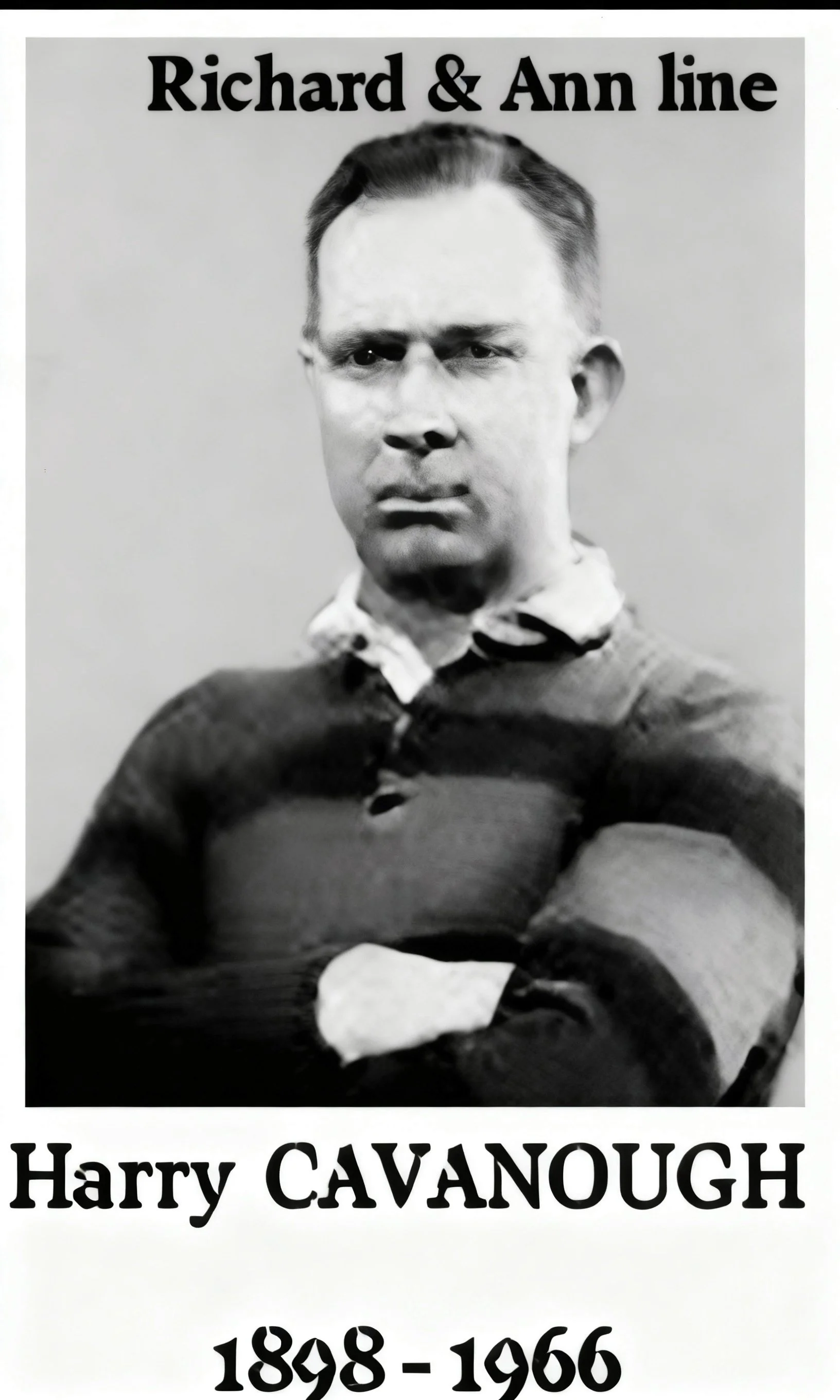 Richard & Anne Cross
Harry Cavanough (1898–1966) was an Australian rugby league footballer who played in the 1920s. He was a multi premiership winner with South Sydney Rabbitohs and he also played for Newtown in the NSWRL competition.

Playing career