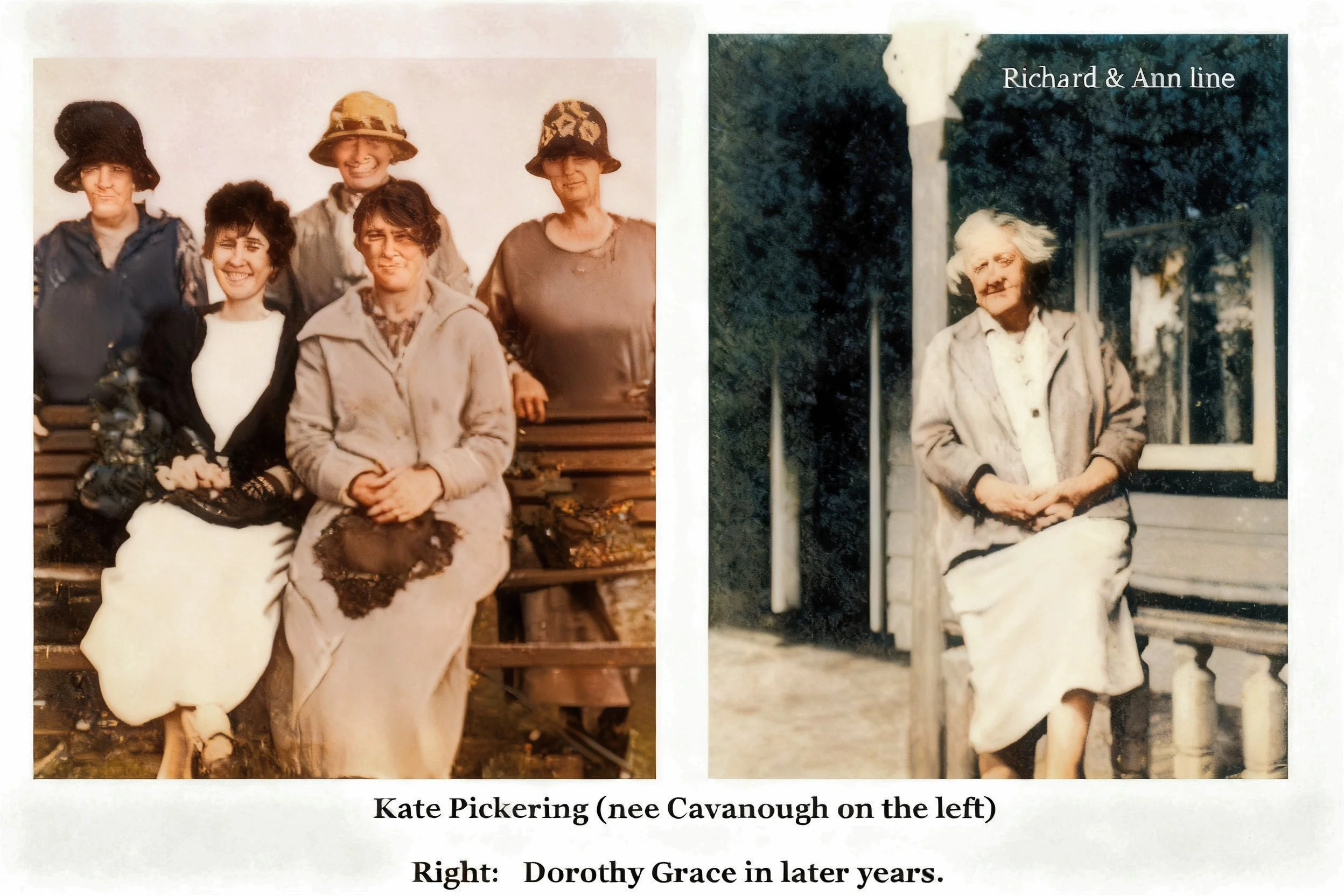 Richard Cavanough & Anne Cross line.
Kate Pauline Cavanough top left Daughter of John Alexander Cavanough . Born 22nd Jan. 1875 and died 1938. Married Frank Hessel Pickering 2nd Dec 1890. They had 13 children Frank Hessel,Ethel, Roland Taffe, Dorothy