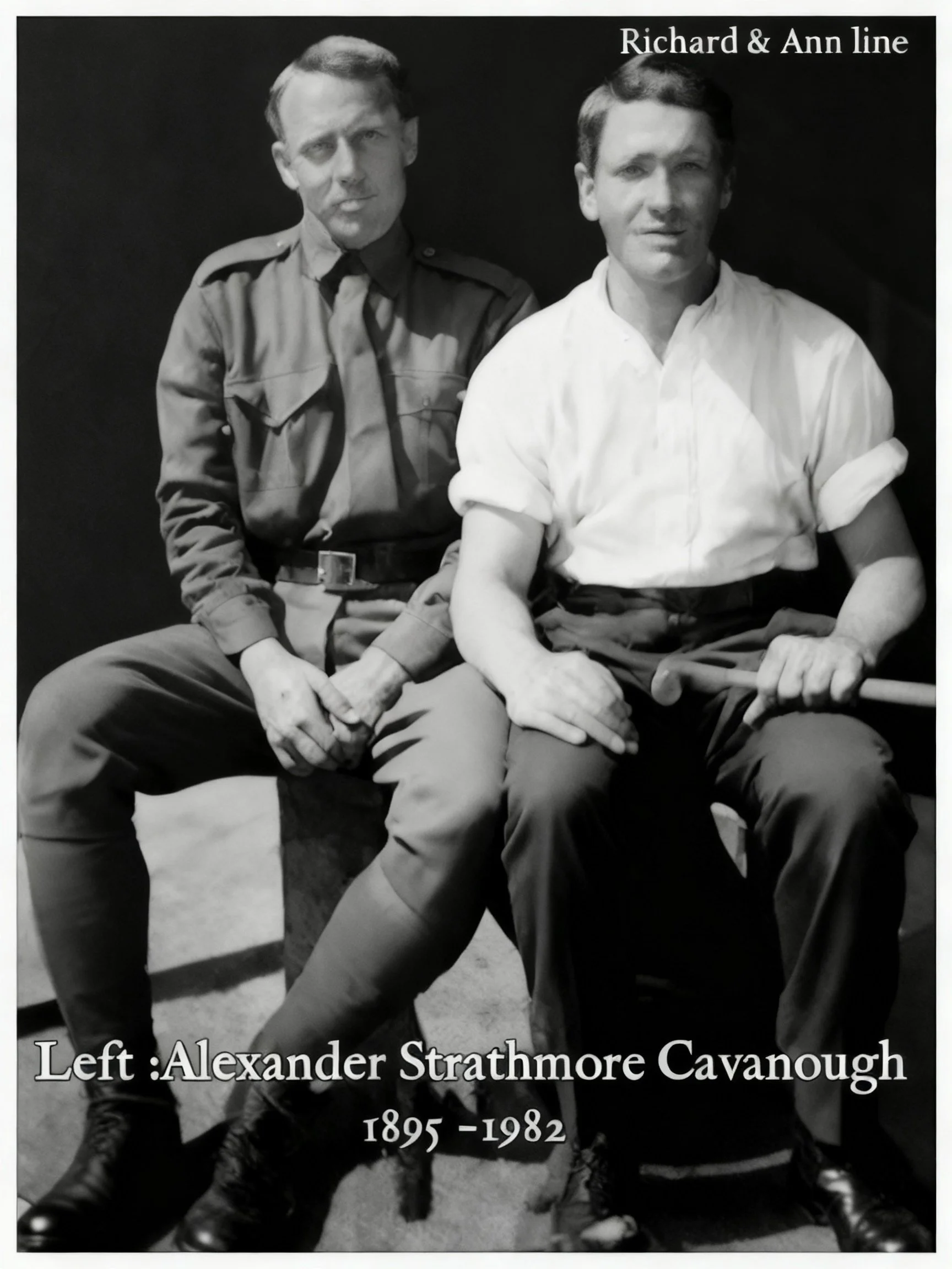 Richard Cavanough & Anne Cross line
Alexander Strathmore CAVANOUGH was born 13 Aug 1895 in St Peters, Nsw, died 5 Dec 1982 in Belmore, Nsw age 87, and was buried 10 Dec 1982 in G/L5/0912, Woronora Cemetery, Nsw. Alexander married Florence Evelyn Jone