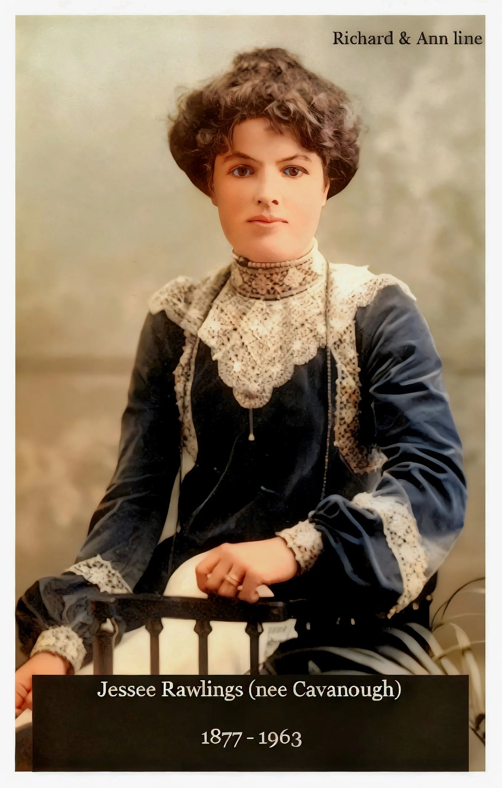 Richard & Ann line                                                               Jessie Cavanough married Albert Victor William RAWLINGS on 2 Apr 1900 in Kogarah, Nsw, son of Samuel RAWLINGS and Ellen Mabel ADDIS. Albert was born on 5 Sep 1873 in Hox