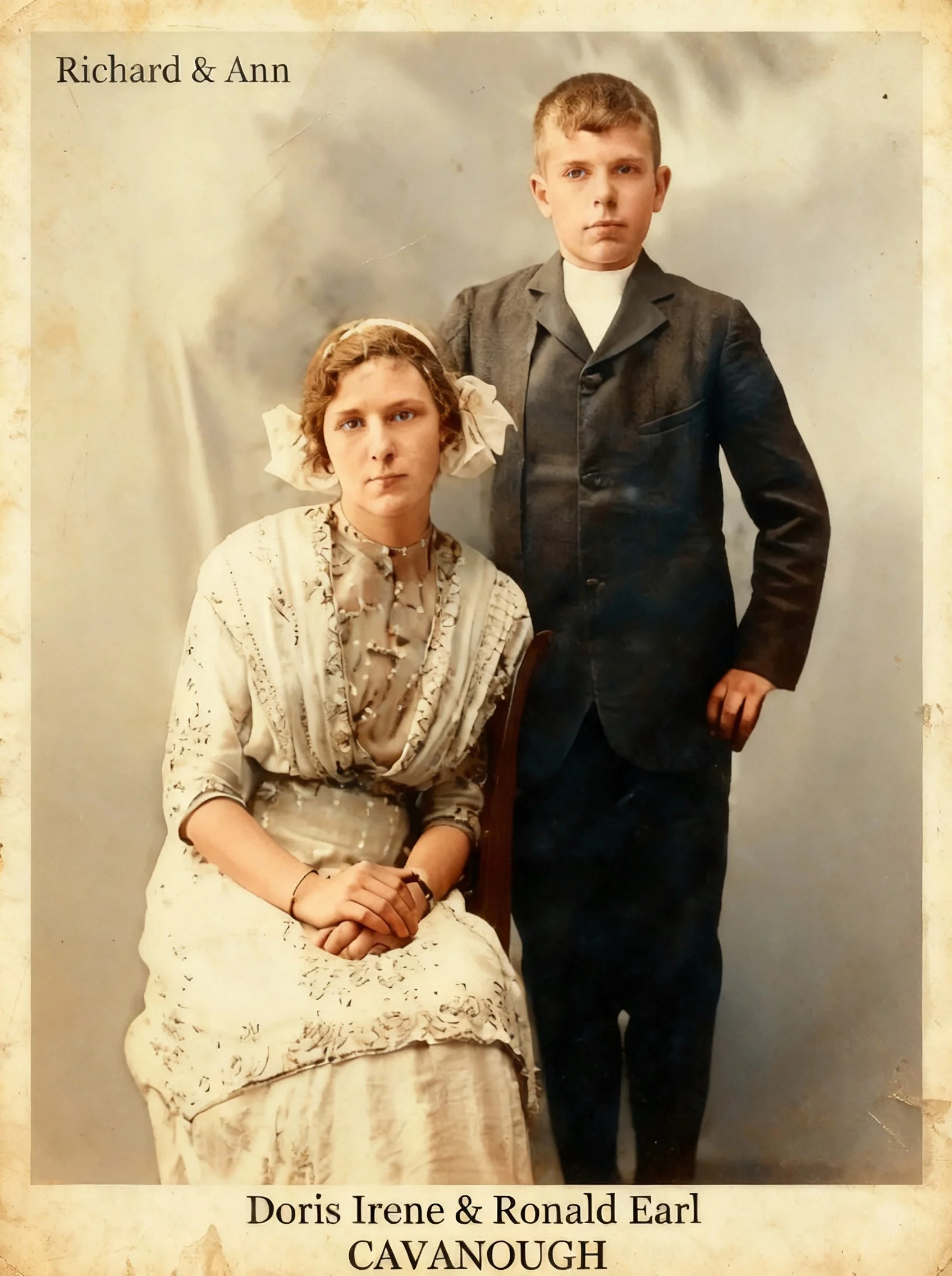 Richard Cavanough & Anne Cross line. 
Ronald Earl CAVANOUGH was born on 13 Dec 1899 in Granville, Nsw, died on 7 Mar 1975 in Hospital, Penshurst, Nsw at age 75, and was buried on 11 Mar 1975 in G/L5/0360, Woronora Cemetery, Nsw. Known as Jackie.Serve