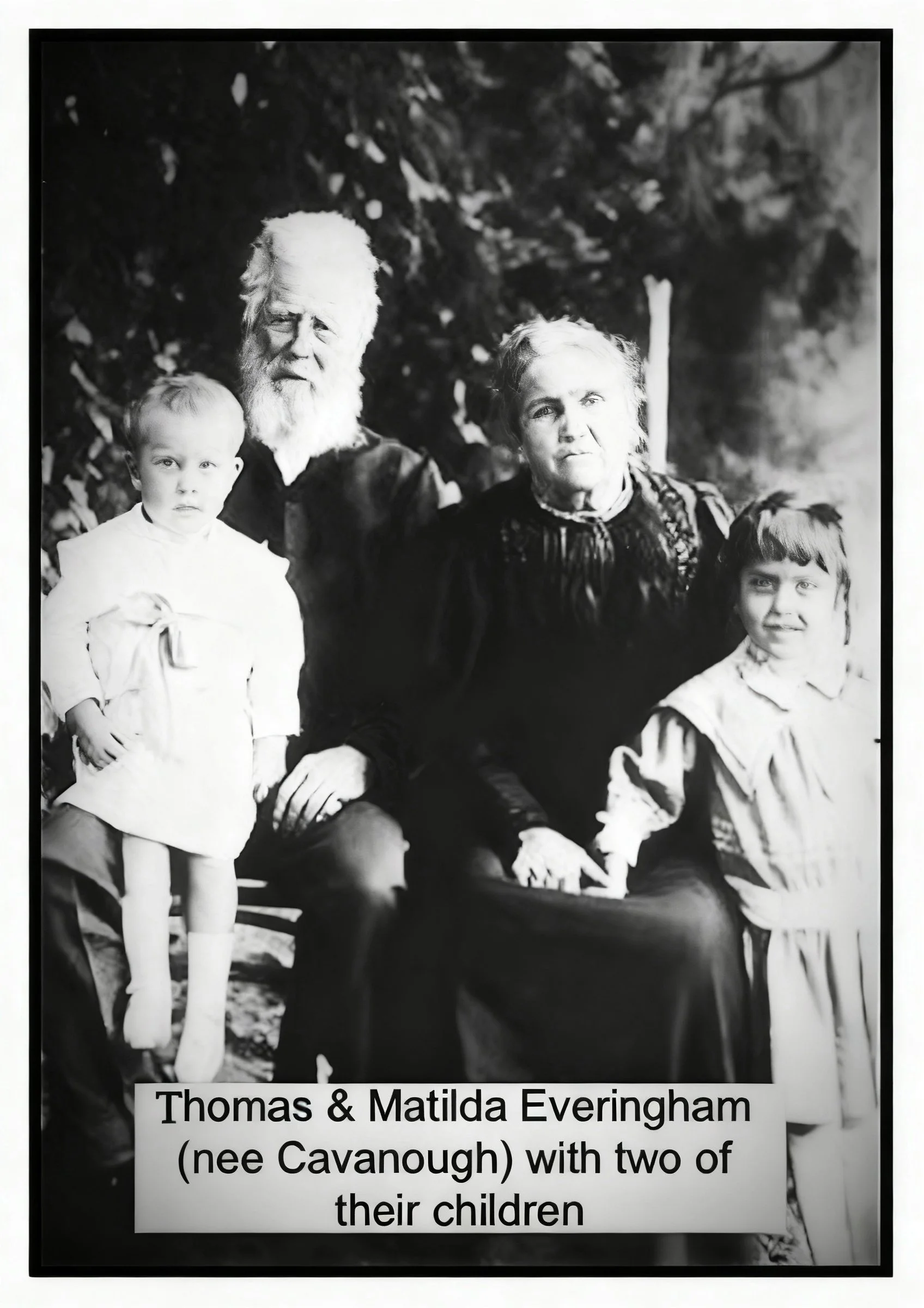 Owen Cavanough & Cecilia Collins line
Matilda Rebecca Cavanough: Born 3rd Nov. 1832 and died 1909. Married Thomas Edward Everingham 30th July 1850. Thomas was born 7th Jun. 1827 and died 1916, They had 4 children Nepoleon , Celia, Wellington and Jane