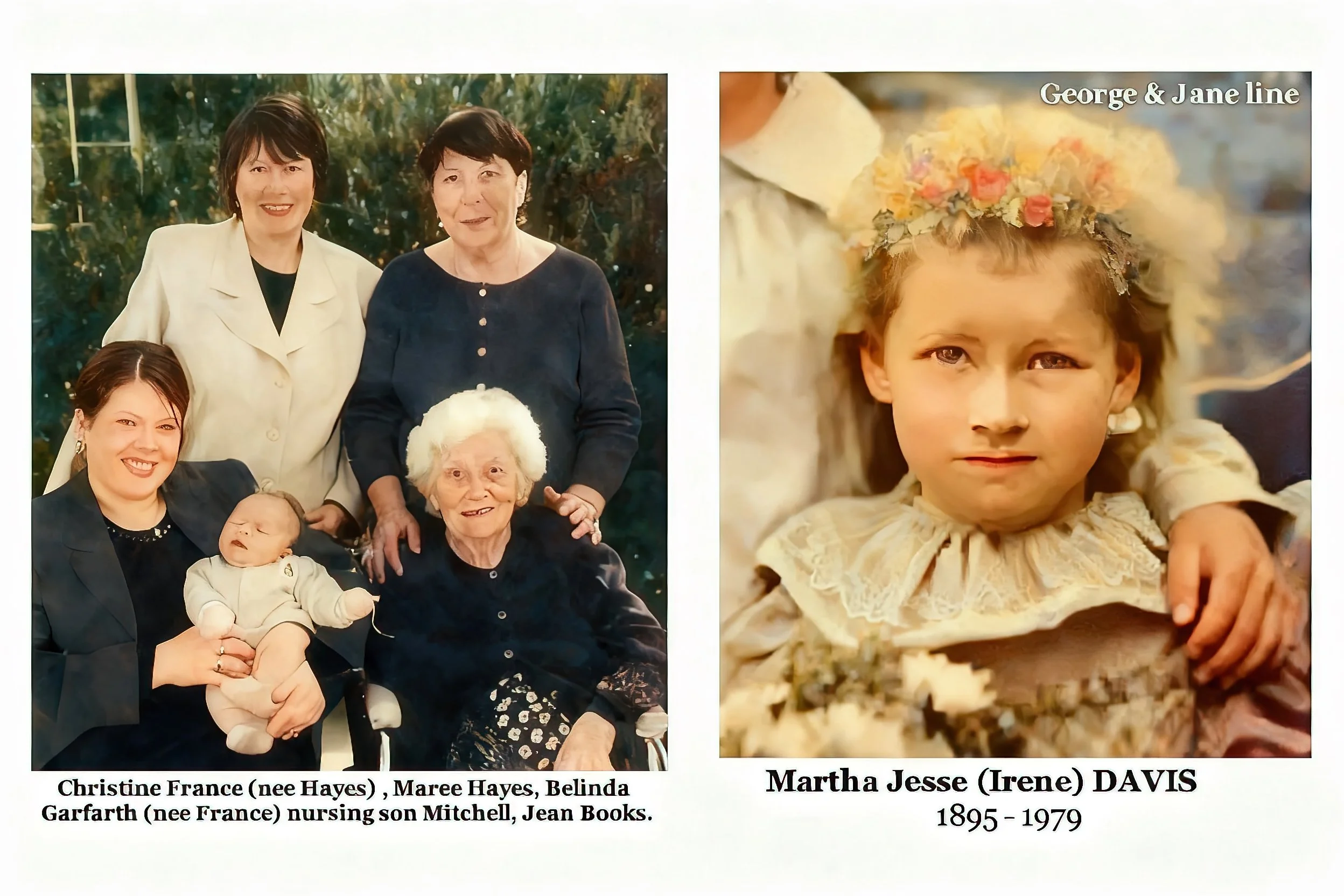 George & Jane line
Martha Jesse (Irene) DAVIS was born on 23 Jun 1895 in Pitt Town, Nsw, Au, was baptised on 21 Jul 1895 in St James C/E, Pitt Town. Baptised by Rev Herbert Guiness. A second baptism in the Roman Catholic faith was held in St Matthew'