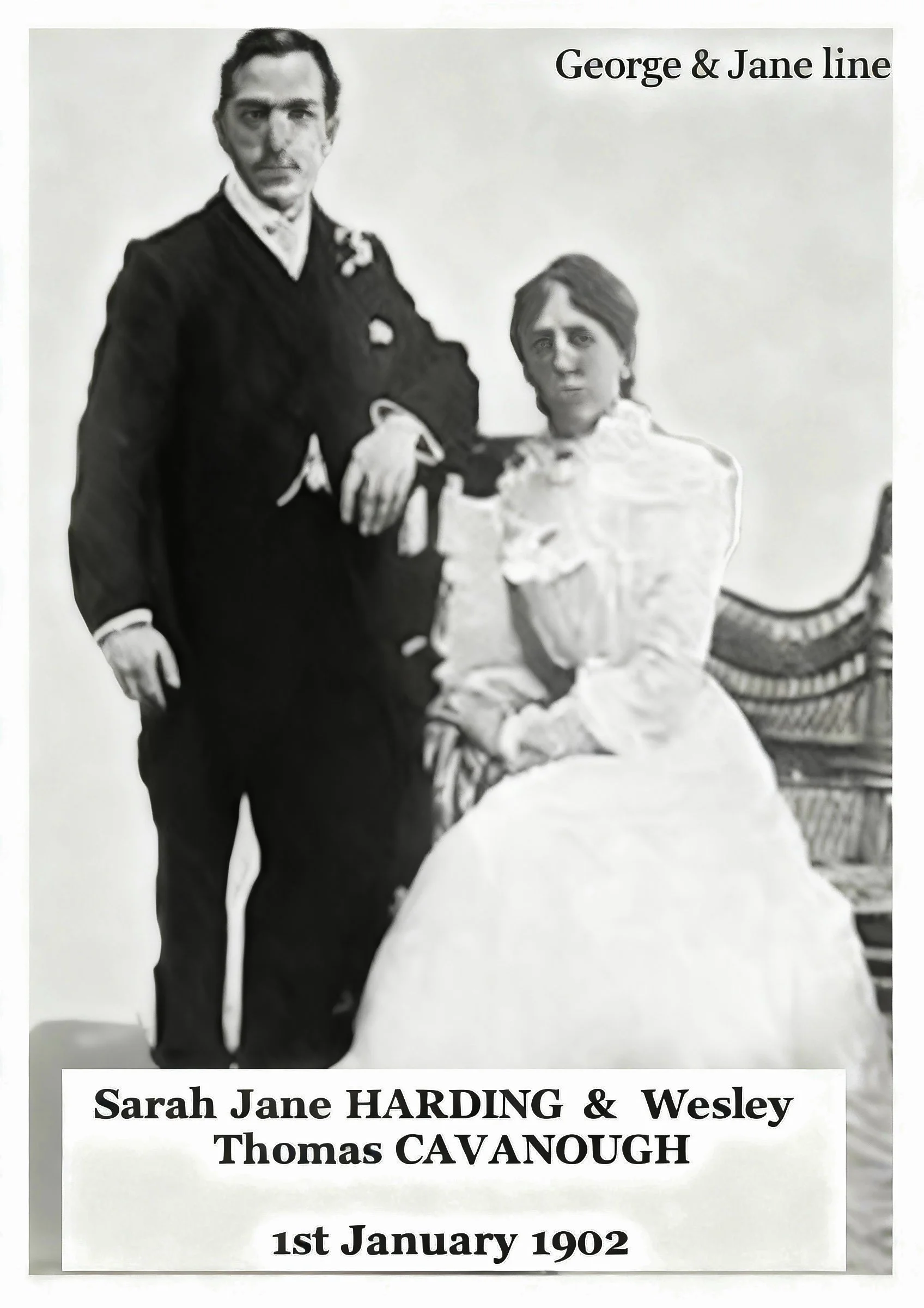 George Cavanough & Jane Gosper line
Wesley Thomas CAVANOUGH was born on 2 Jan 1877 in Richmond, Nsw, Au, was christened in St James C/E, Pitt Town., died on 10 Jun 1941 in Parramatta, Nsw at age 64, and was buried on 11 Jun 1941 in C/E Section, Rookw