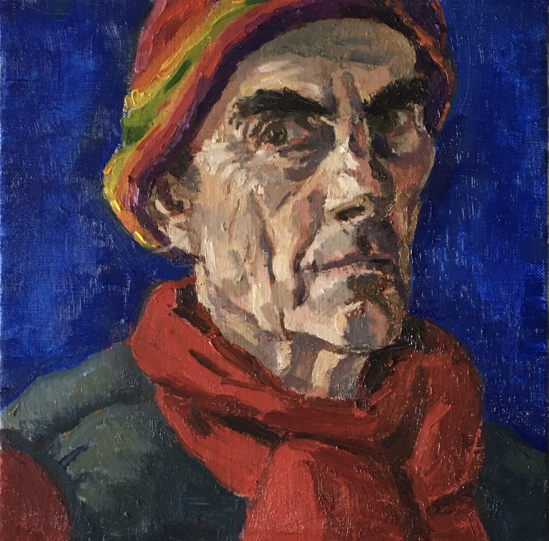 Self portrait in wool cap
