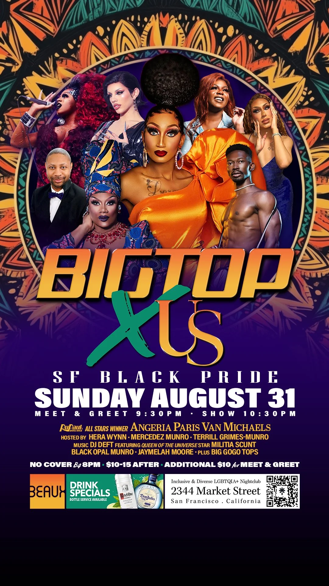 Sunday, August 31: ANGERIA PARIS VANMICHAELS (RPDR Winner) @ Big Top Sundays (SF Black Pride Weekend)