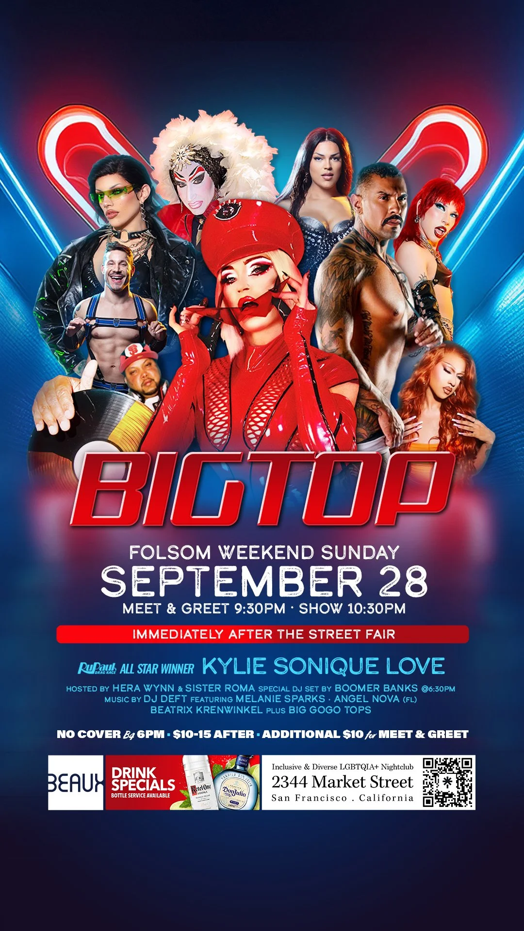 *Folsom St Fair* Sunday, September 28: KYLIE SONIQUE LOVE (RPDR All Stars Winner) & Boomer Banks (DJ) @ Big Top Sundays