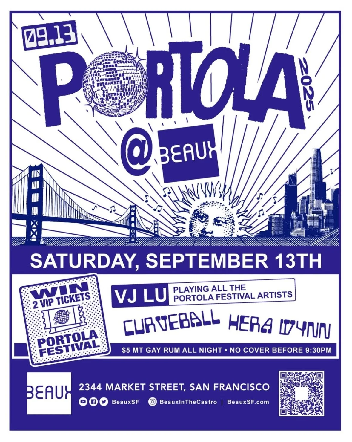 Saturday, September 13: PORTOLA FESTIVAL PARTY @ Beaux (Free VIP pass giveaways!)