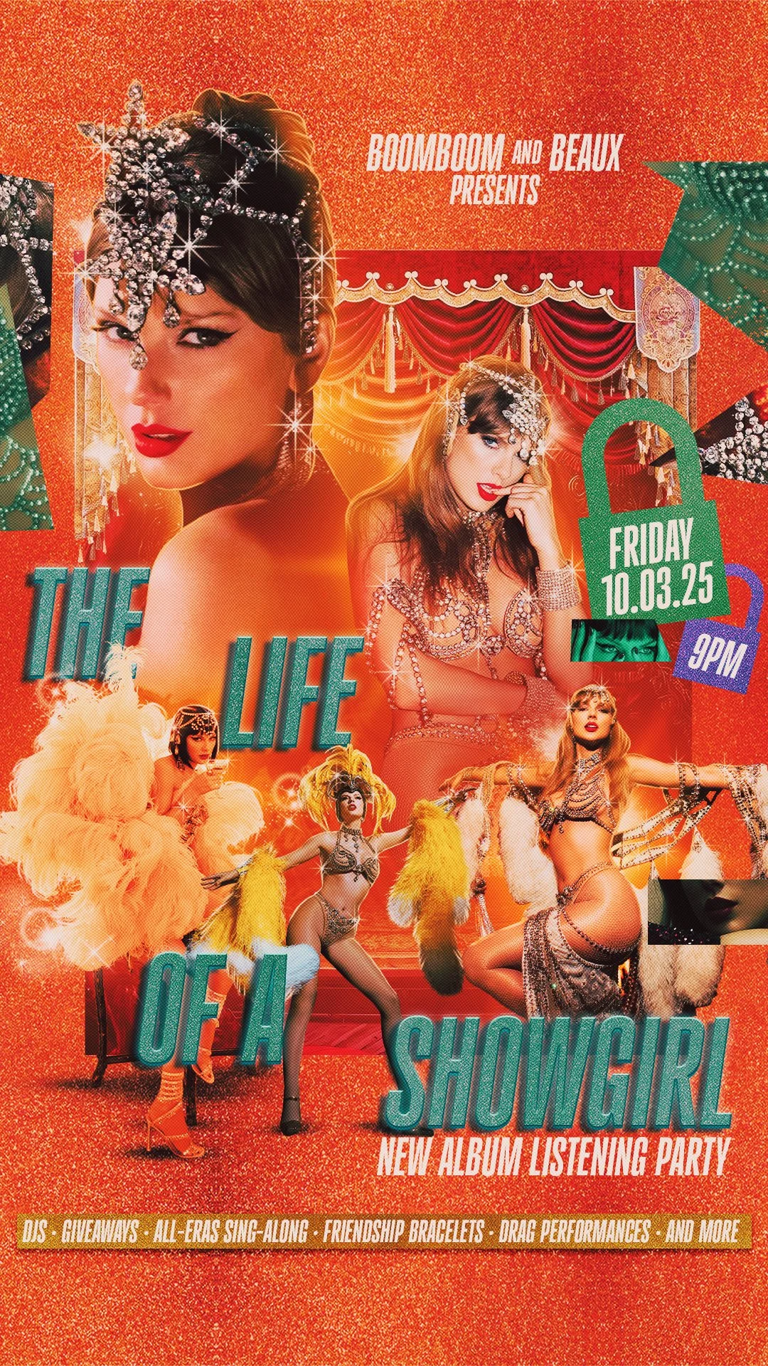 Friday, October 3: BOOMBOOM & BEAUX Presents: Taylor Swift's "The Life of a Showgirl" Album Listening Party