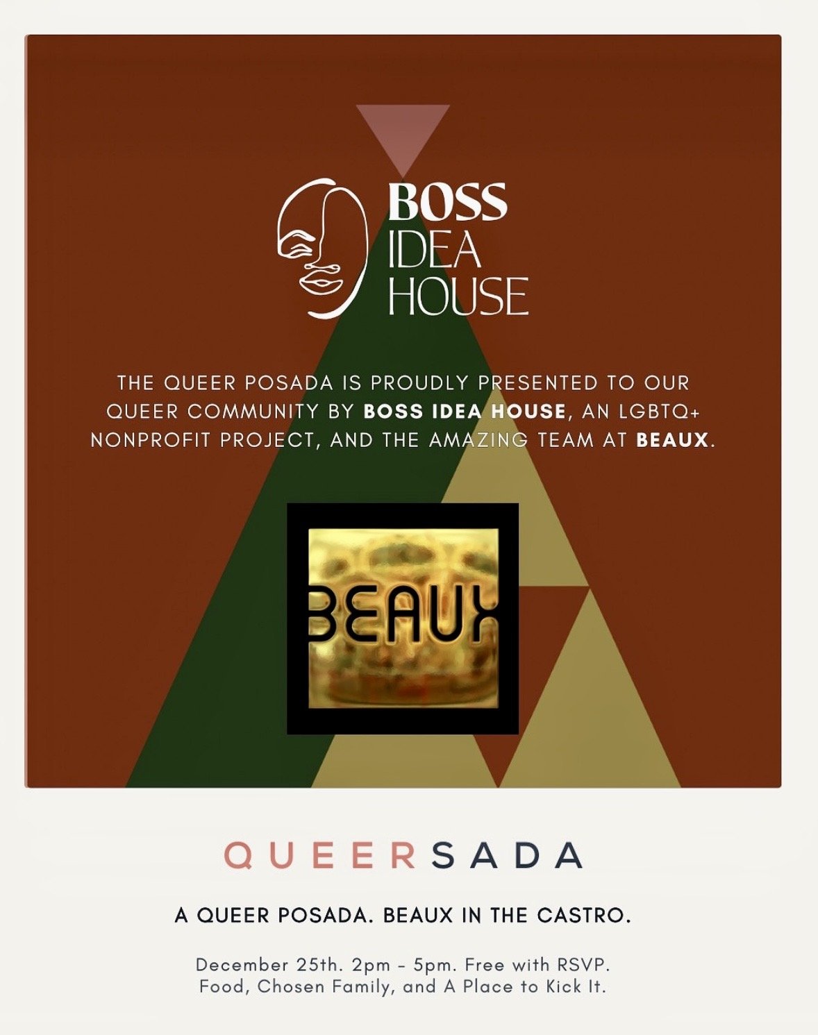 *XMAS DAY* Thursday, December 25 (Open @ 2pm): "QUEERSADA- A Queer Posada" (Holiday Food Drive Party: Free RSVP Required)