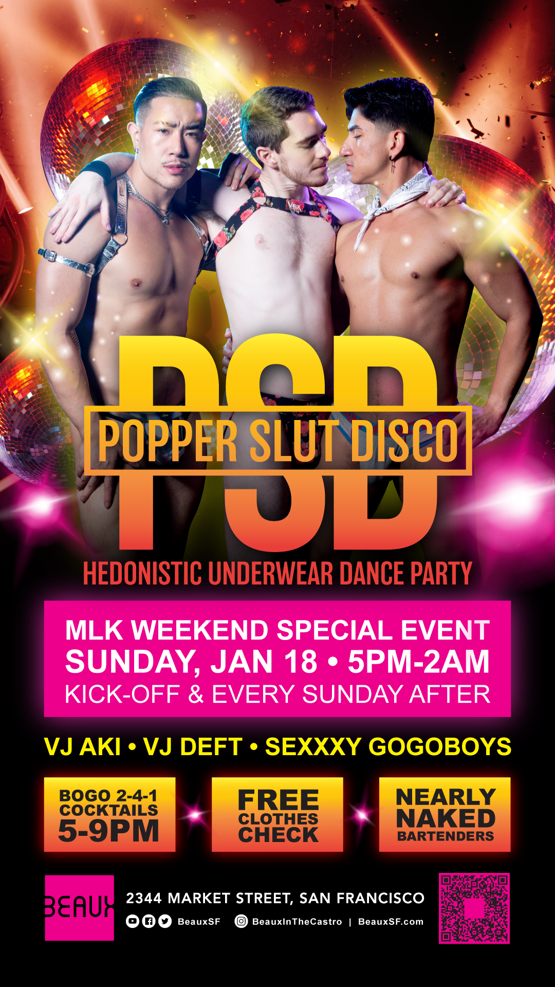 *MLK WEEKEND* Sunday, January 18: POPPER SLUT DISCO (A Hedonistic Underwear Dance Party)