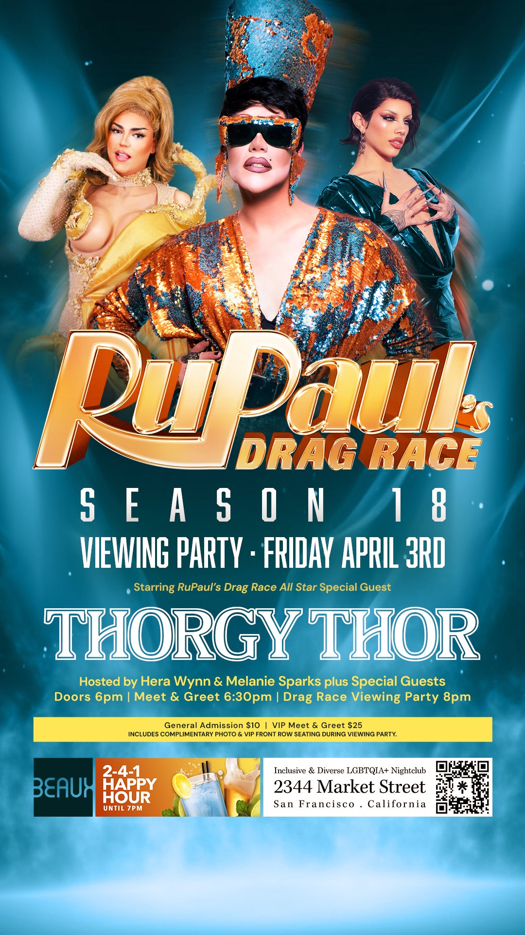 Friday, April 3: THORGY THOR @ RuPaul's Drag Race Viewing Party Fridays