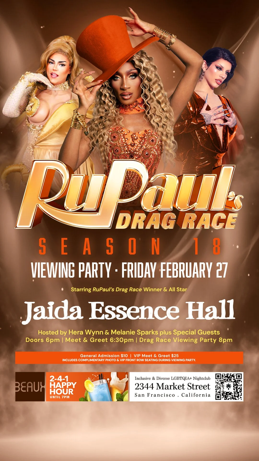 Friday, February 27: JAIDA ESSENCE HALL (RPDR) @ BEAUXTORIOUS (GoGo Extravaganza Night)