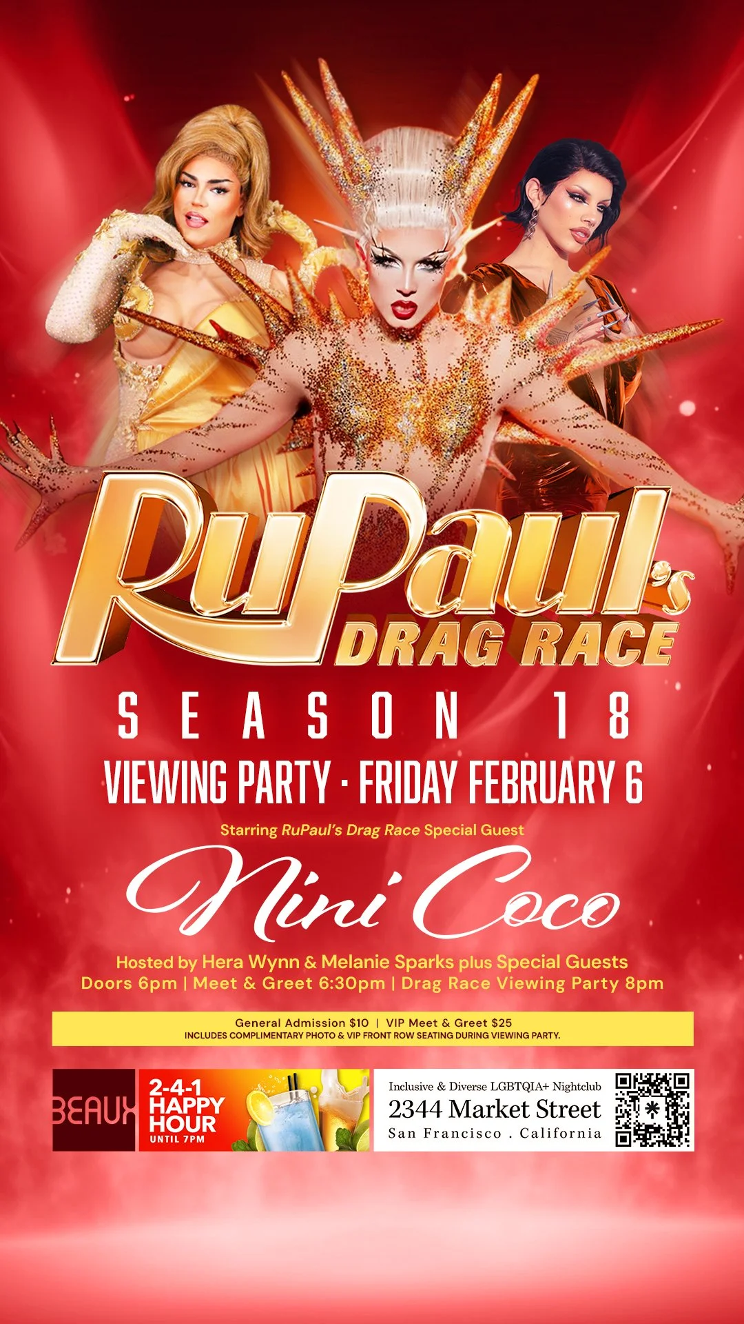 Friday, February 6: NINI COCO (RPDR) @ Drag Race Viewing Party Fridays